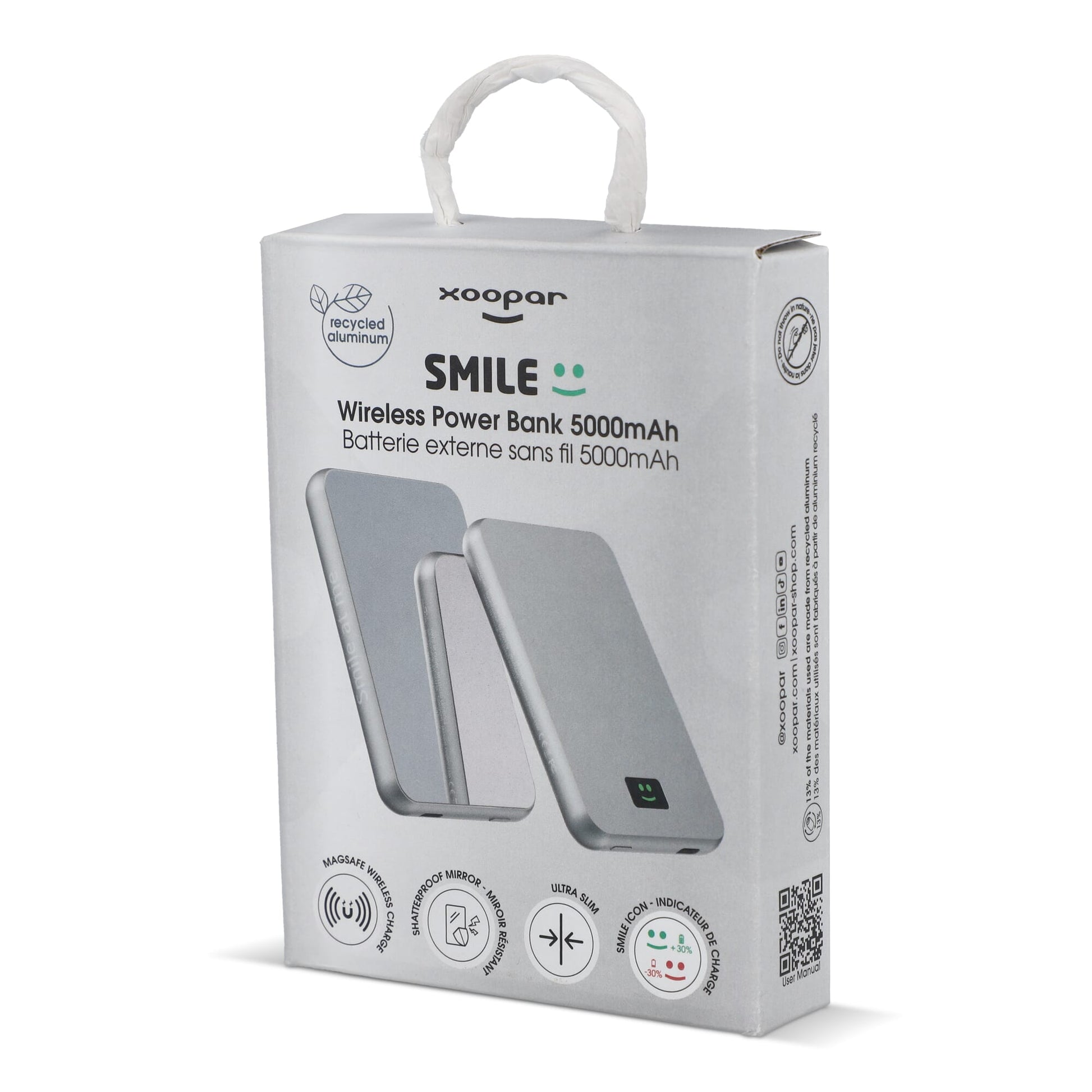 Xoopar Smile Wireless Mirror Powerbank Kompatibel mit MagSafe 5000 mAh