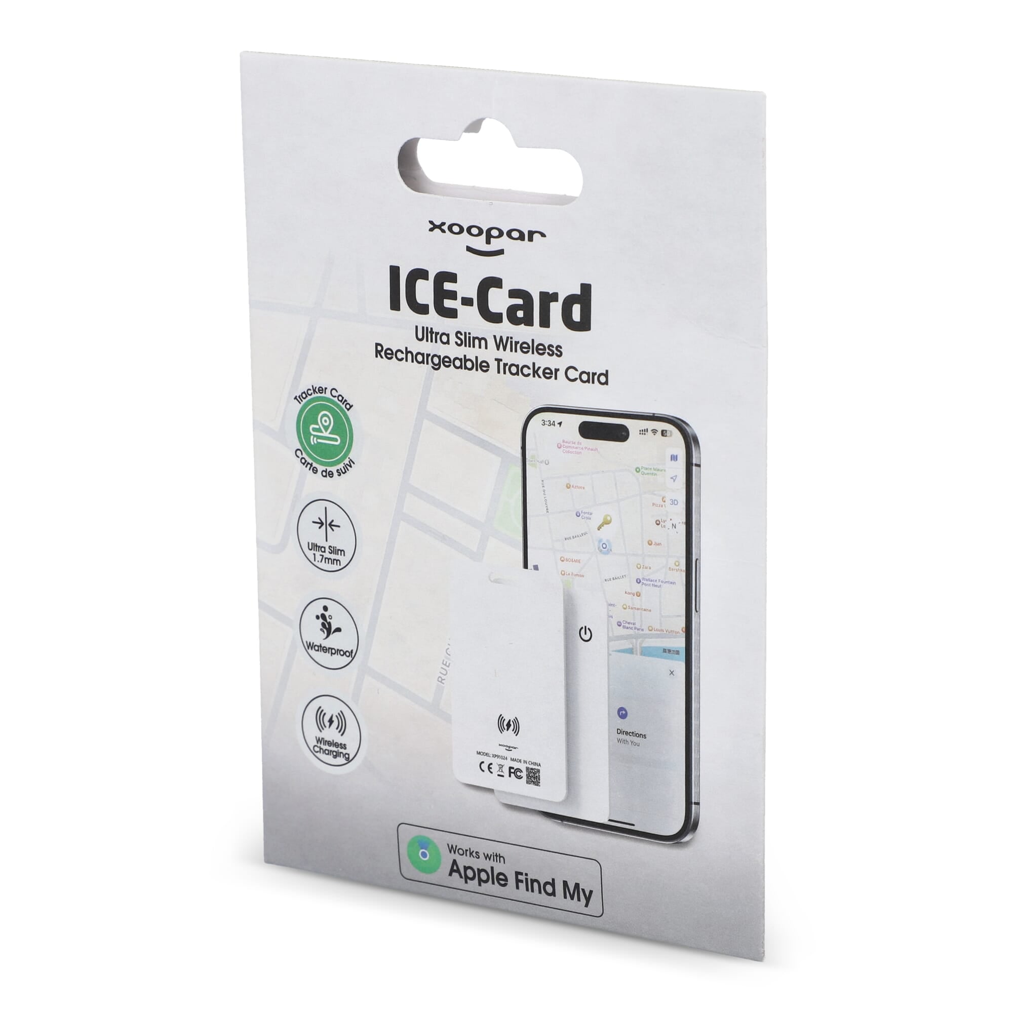 Xoopar ICE-Card Ultradünne Tracker-Karte wiederaufladbar