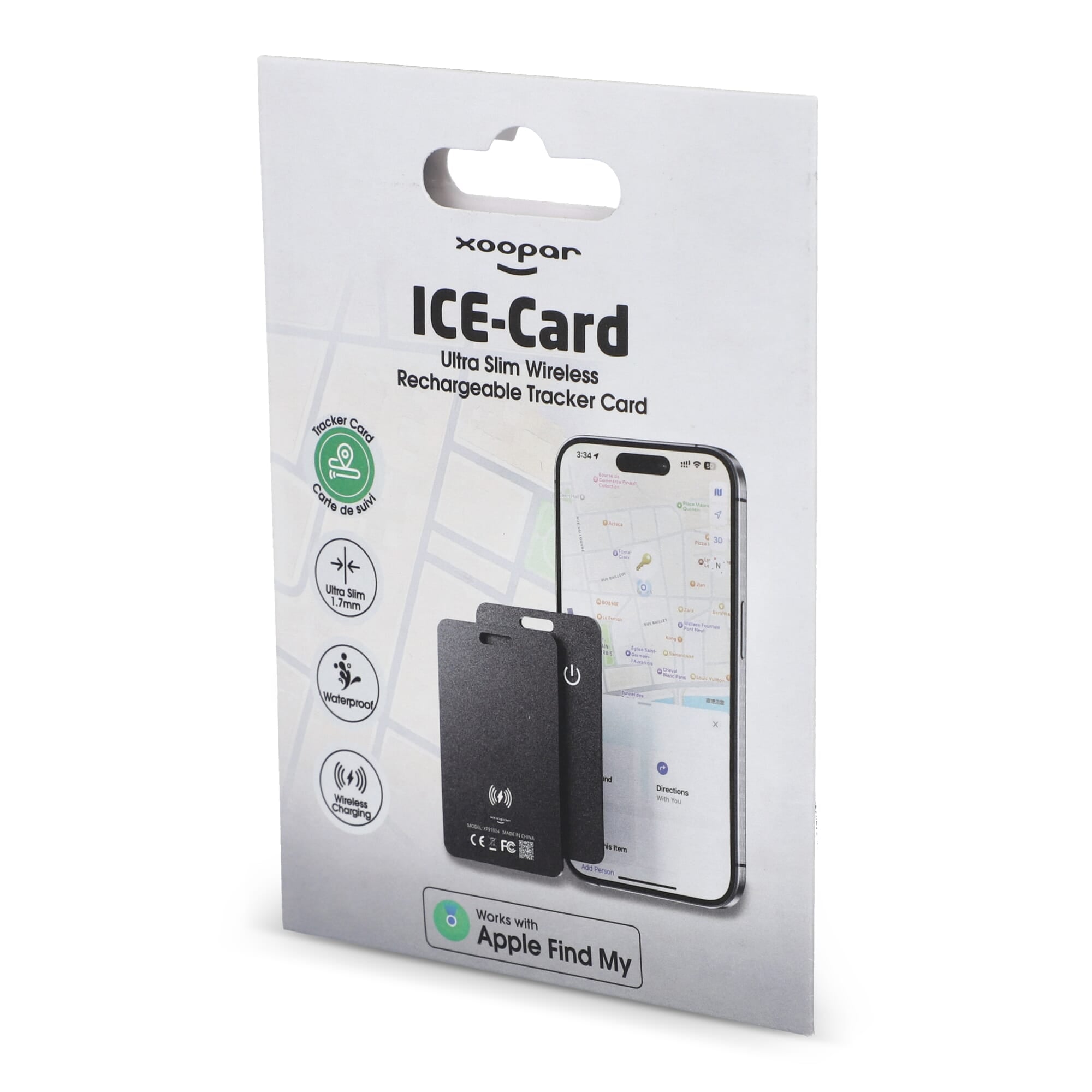 Xoopar ICE-Card Ultradünne Tracker-Karte wiederaufladbar