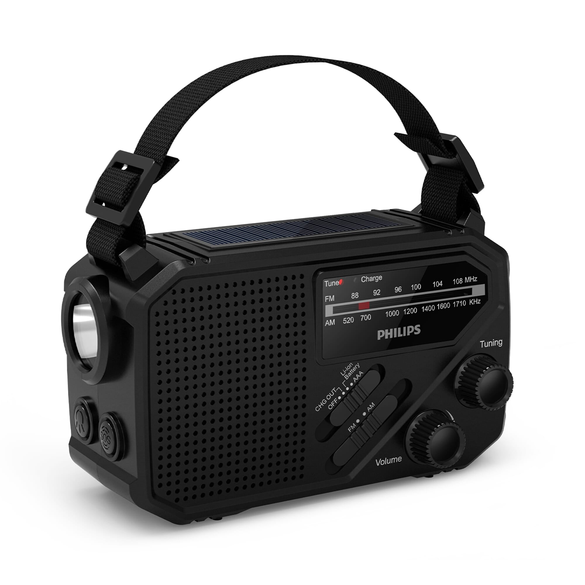 Philips TAR1609 Notfallradio mit analogem FM/AM-Tuner und Taschenlampe