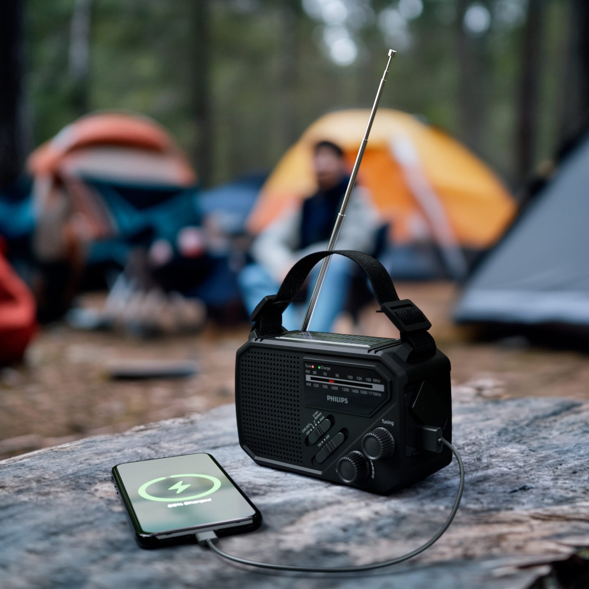 Philips TAR1609 Notfallradio mit analogem FM/AM-Tuner und Taschenlampe