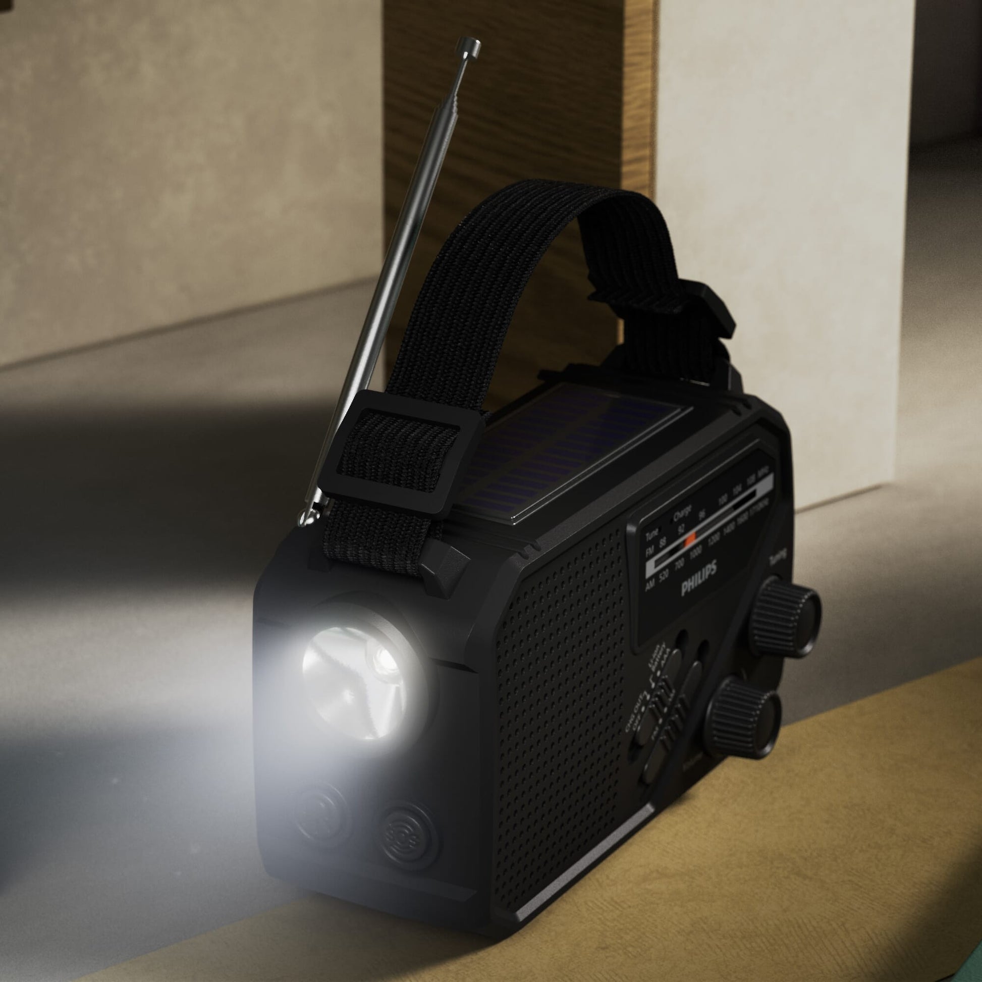Philips TAR1609 Notfallradio mit analogem FM/AM-Tuner und Taschenlampe