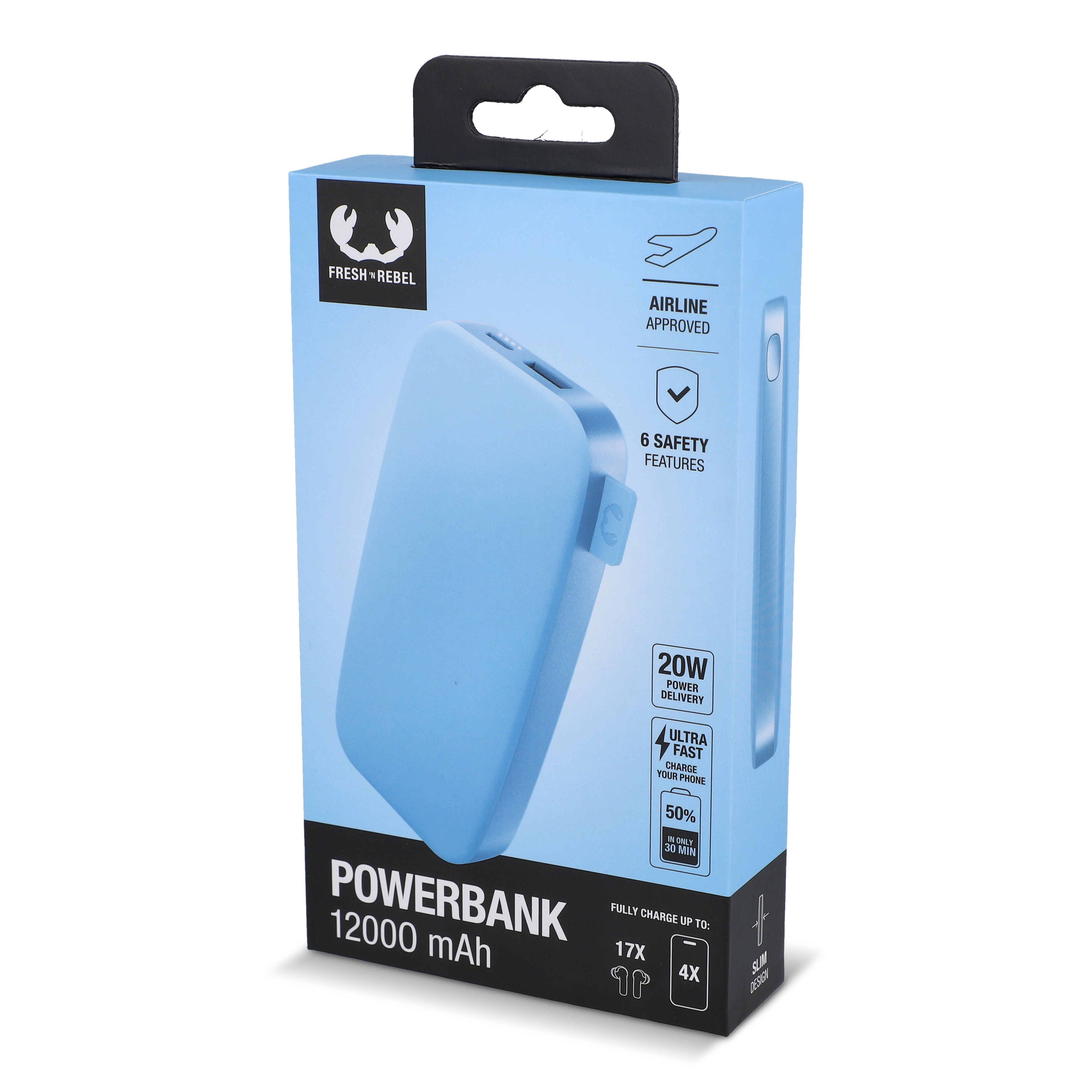 Fresh ’n Rebel Powerbank 12.000 mAh mit USB-C Schnellladung 20W