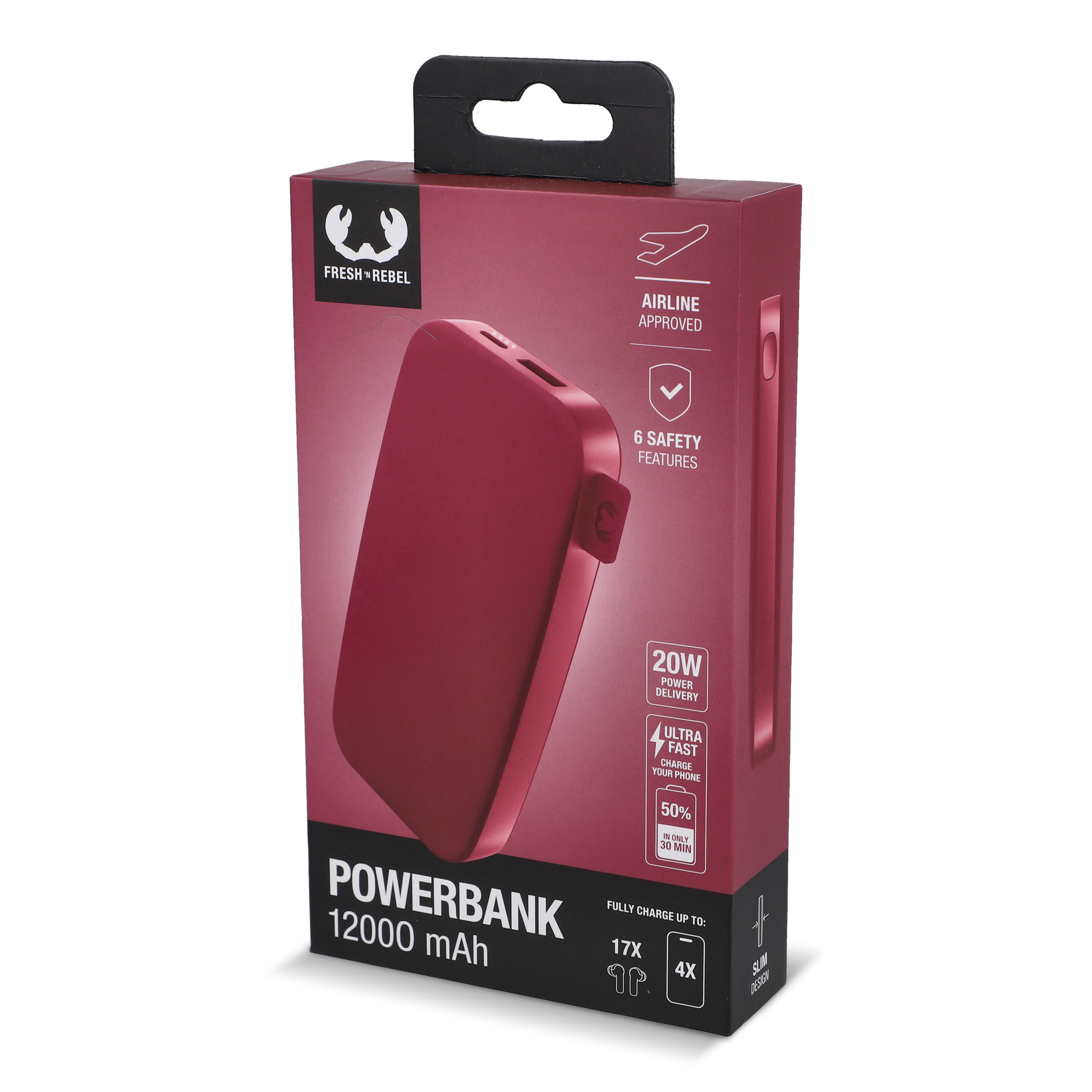 Fresh ’n Rebel Powerbank 12.000 mAh mit USB-C Schnellladung 20W