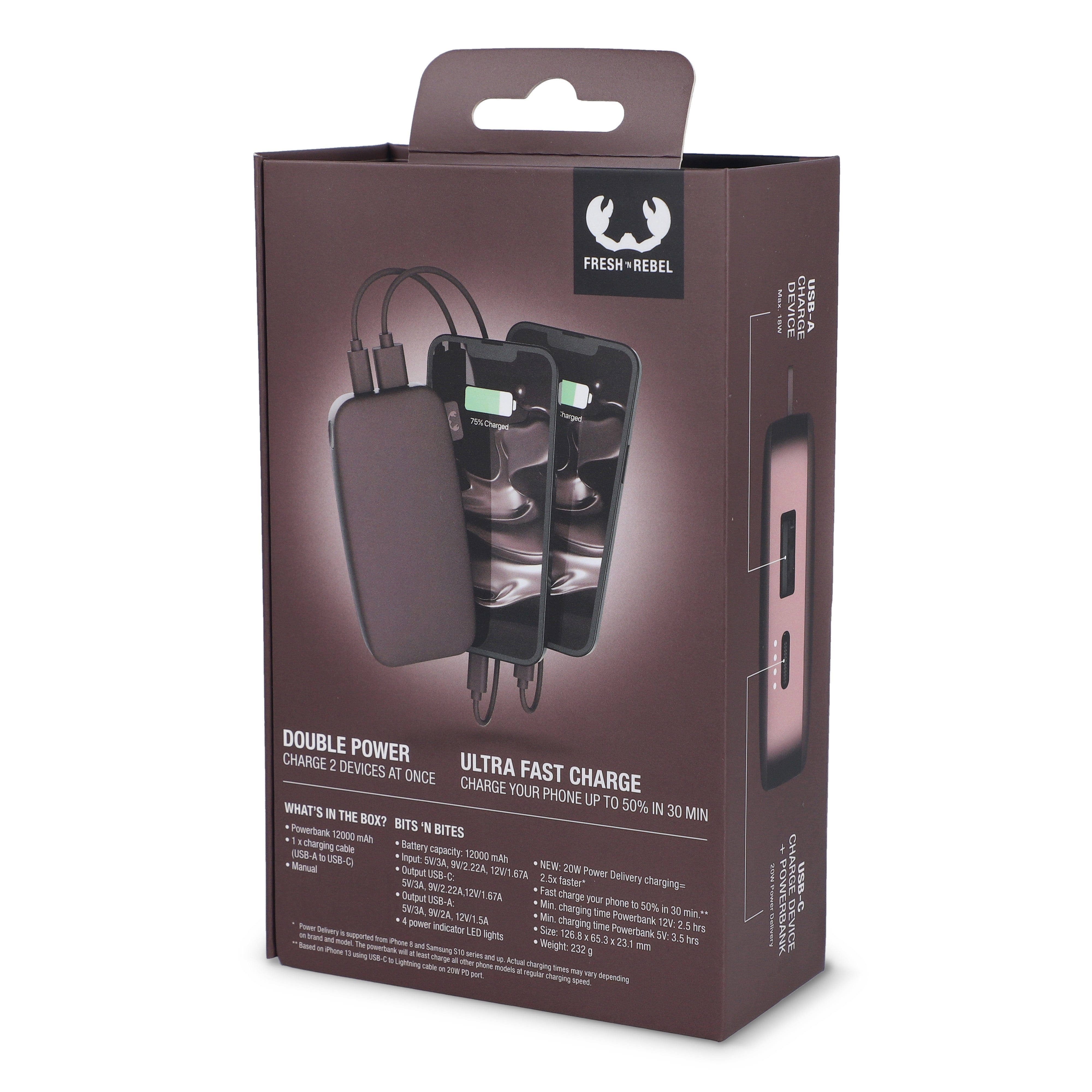 Fresh ’n Rebel Powerbank 12.000 mAh mit USB-C Schnellladung 20W