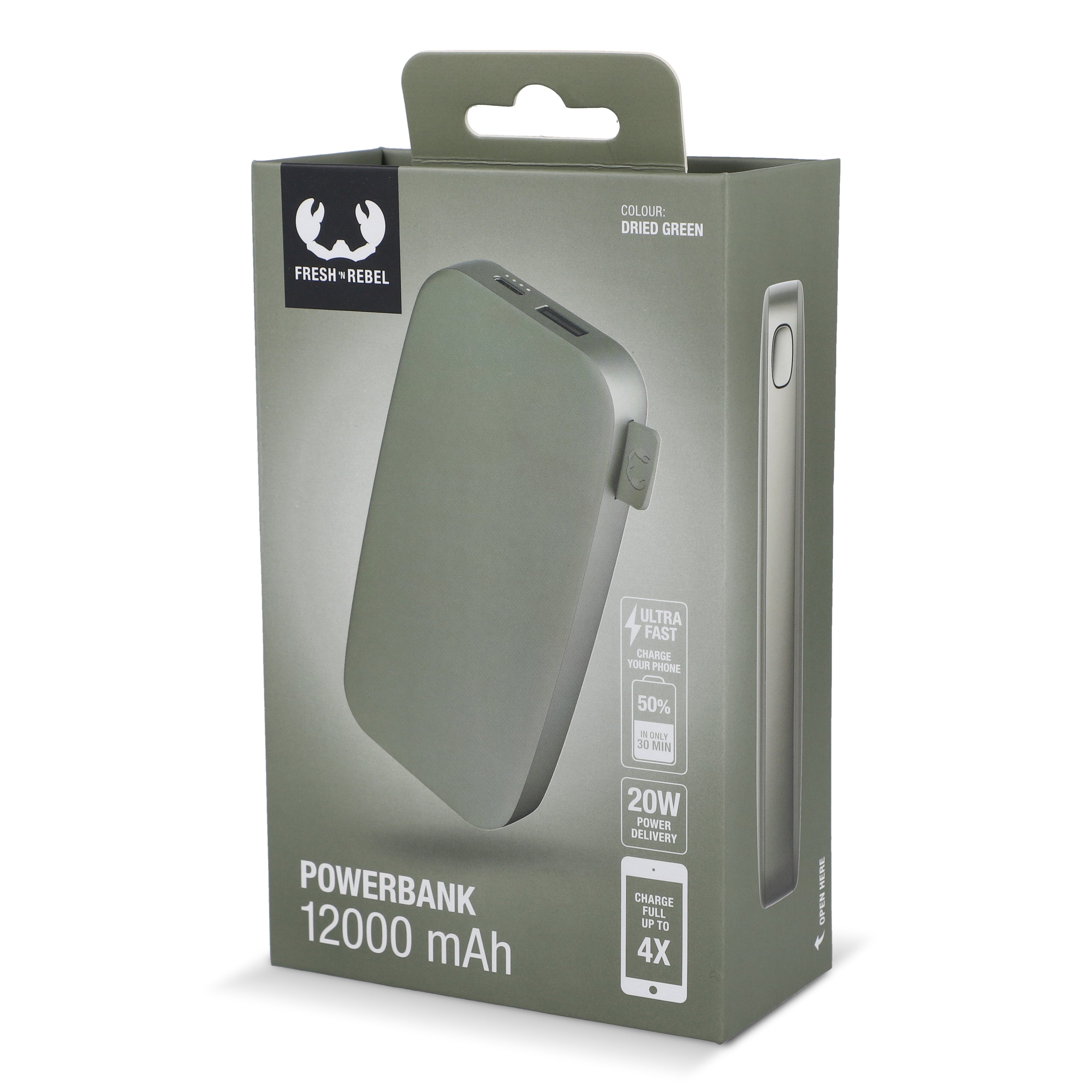 Fresh ’n Rebel Powerbank 12.000 mAh mit USB-C Schnellladung 20W