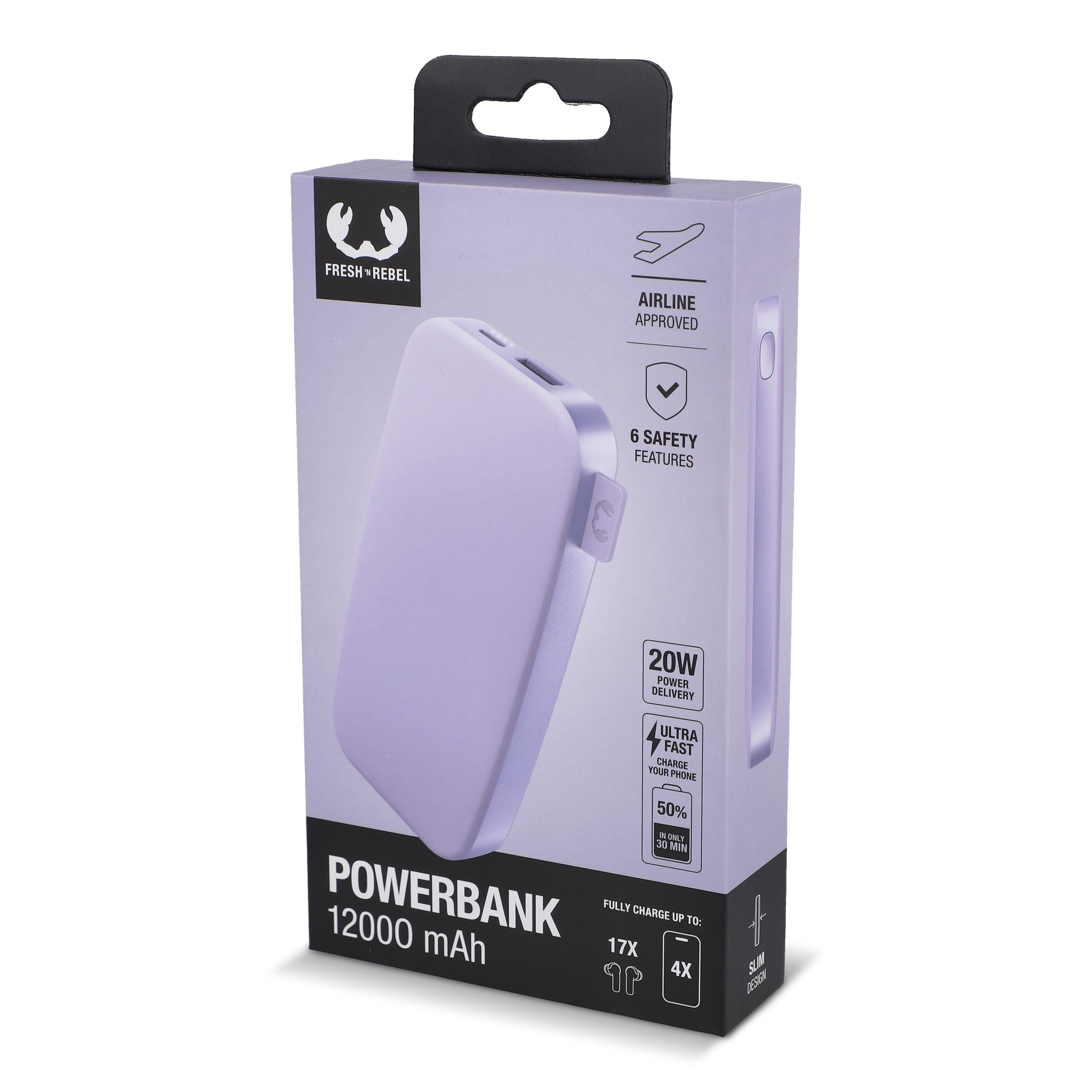 Fresh ’n Rebel Powerbank 12.000 mAh mit USB-C Schnellladung 20W