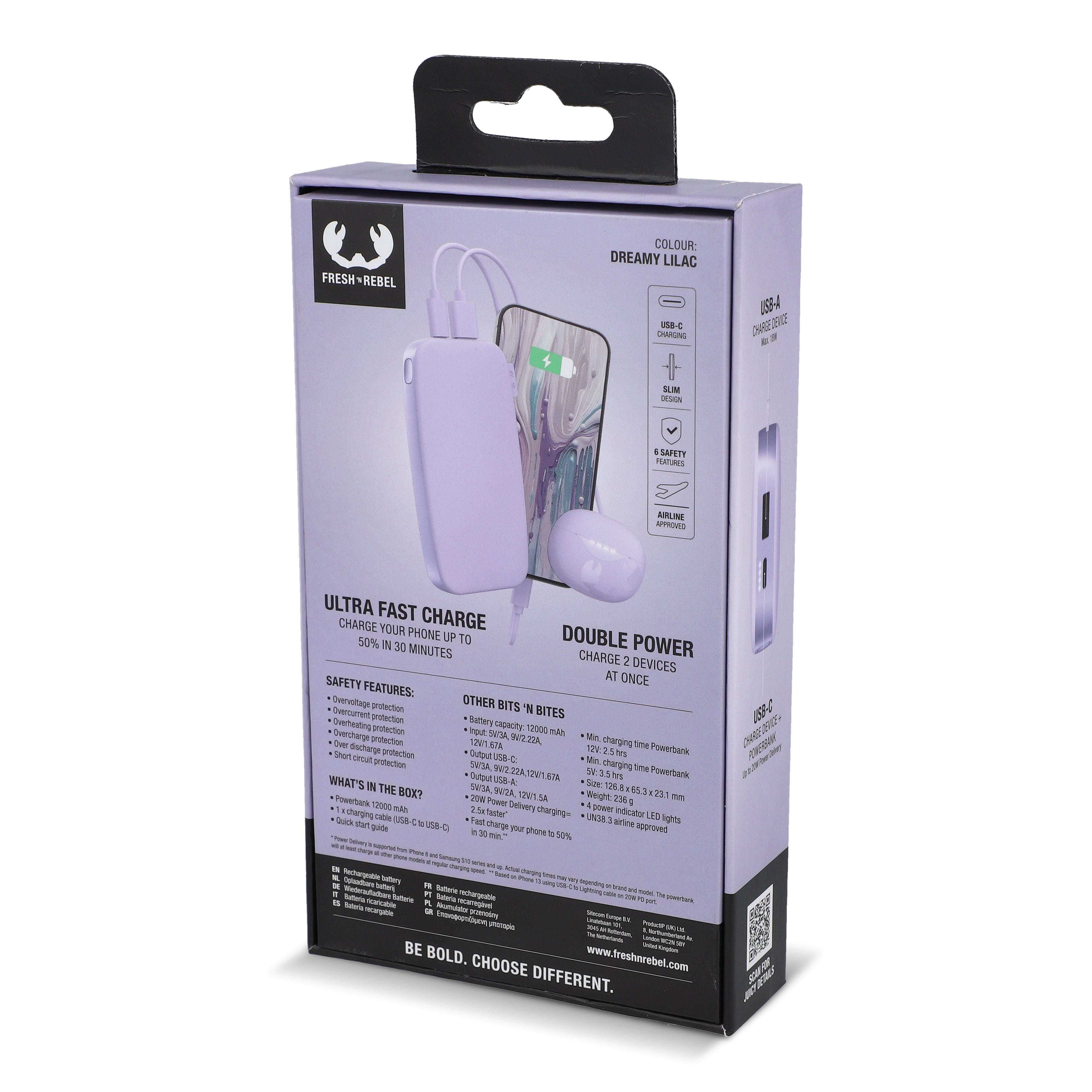Fresh ’n Rebel Powerbank 12.000 mAh mit USB-C Schnellladung 20W