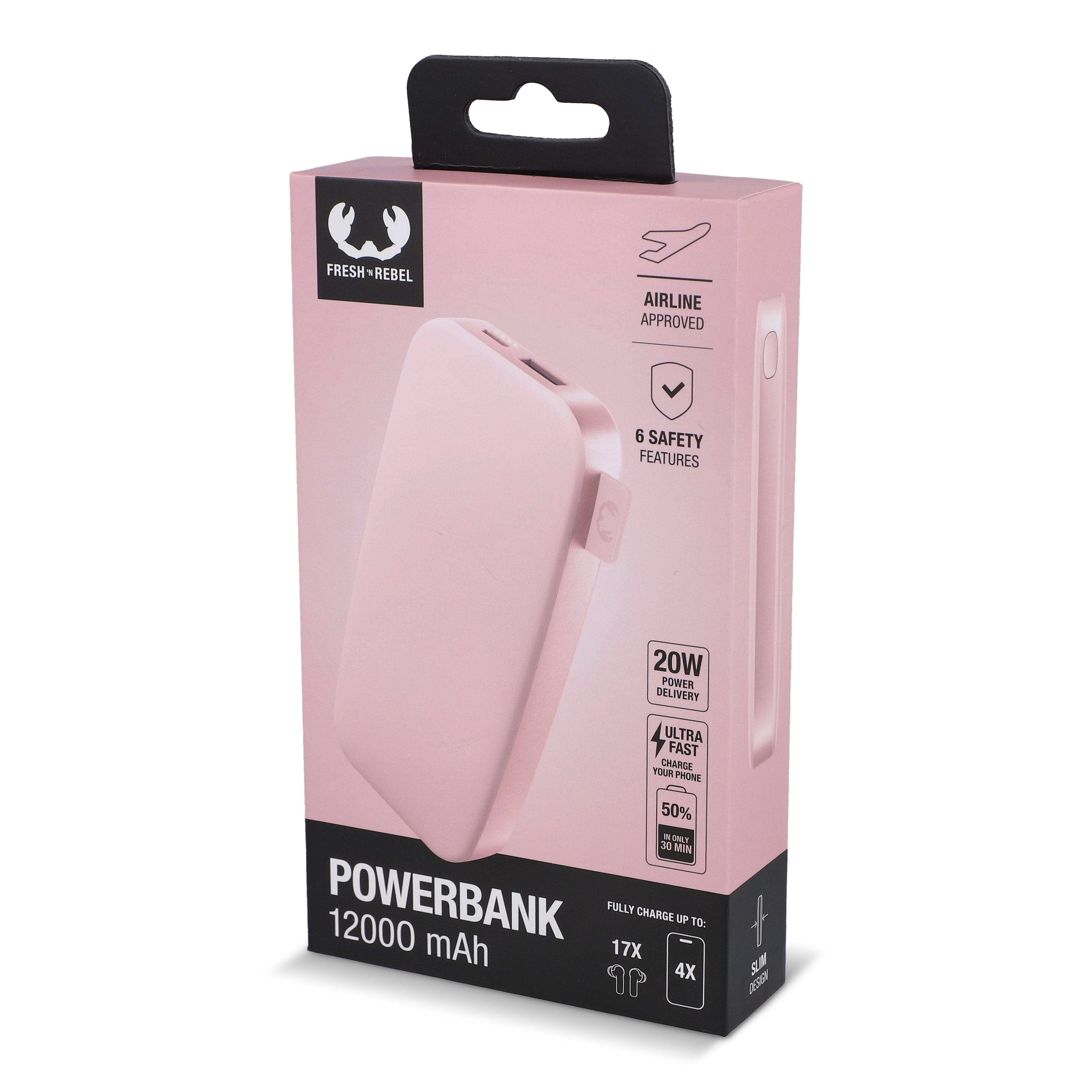 Fresh ’n Rebel Powerbank 12.000 mAh mit USB-C Schnellladung 20W