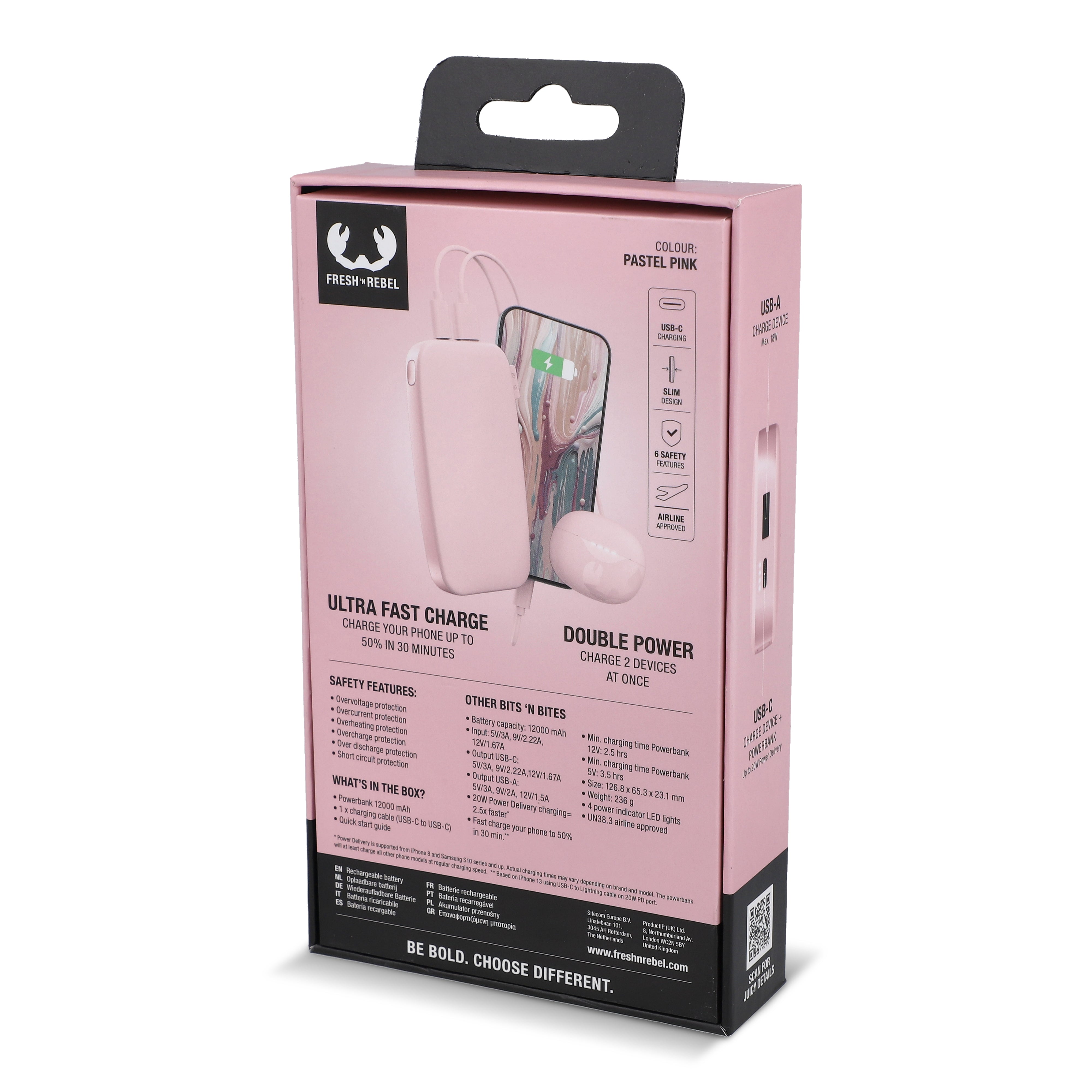 Fresh ’n Rebel Powerbank 12.000 mAh mit USB-C Schnellladung 20W