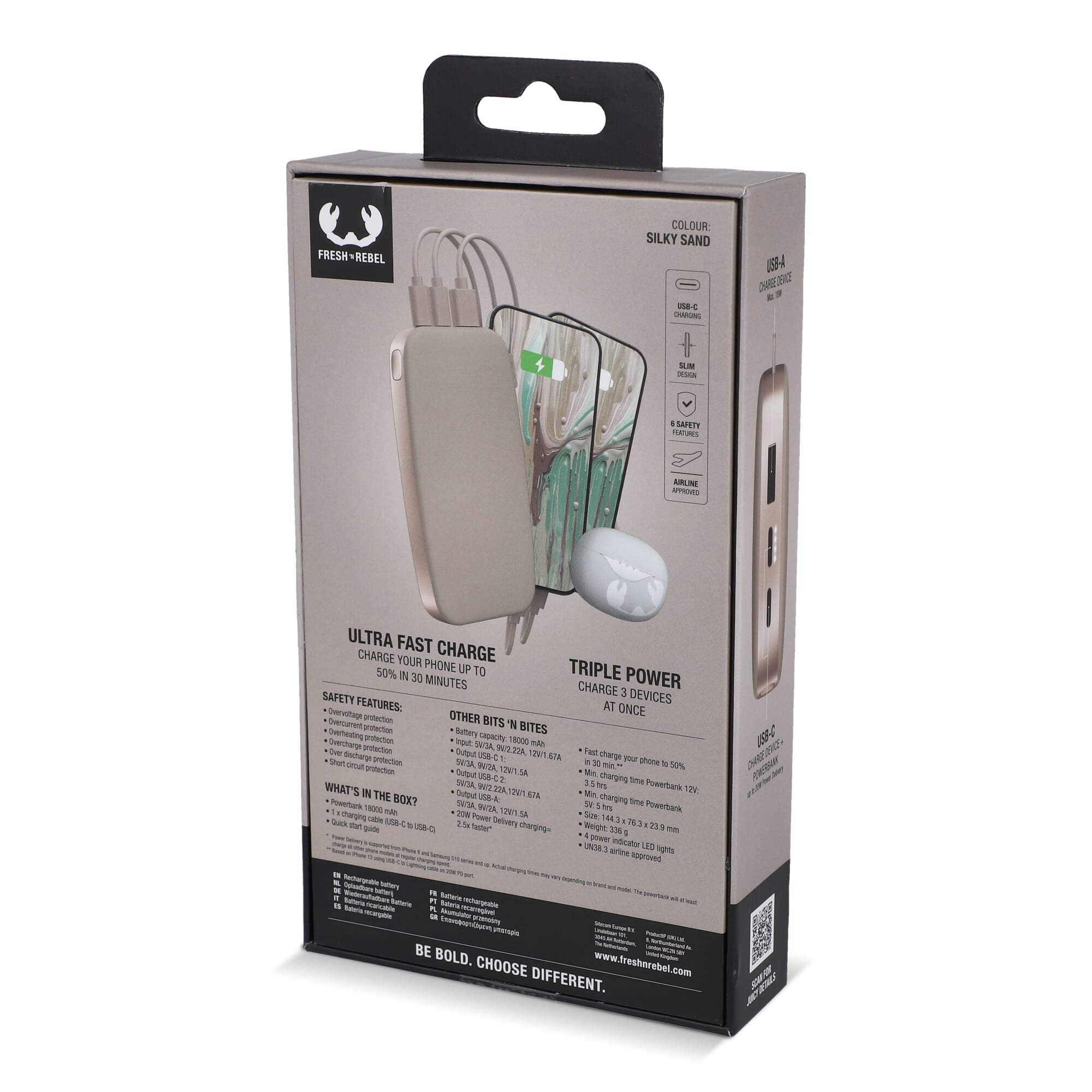 2PB18100 | Fresh 'n Rebel Powerbank 18000mAh USB-C Fast Charging 20W