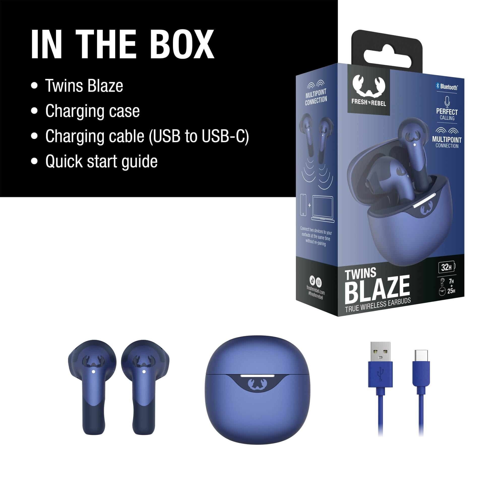 3TW2200 I Fresh 'n Rebel Twins Blaze - True Wireless earbuds with ENC
