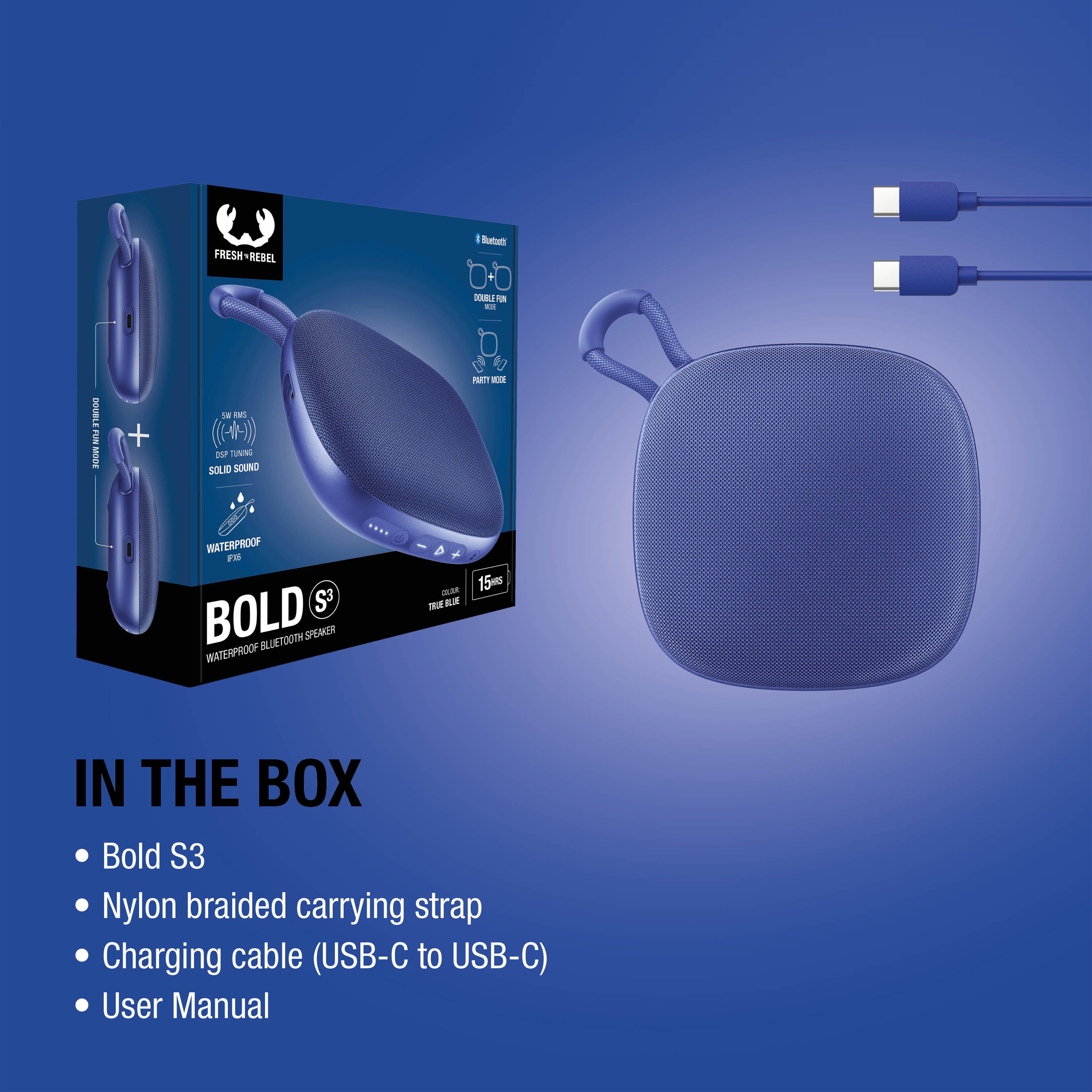 Fresh ’n Rebel Bold S3 wasserdichter Bluetooth® Lautsprecher