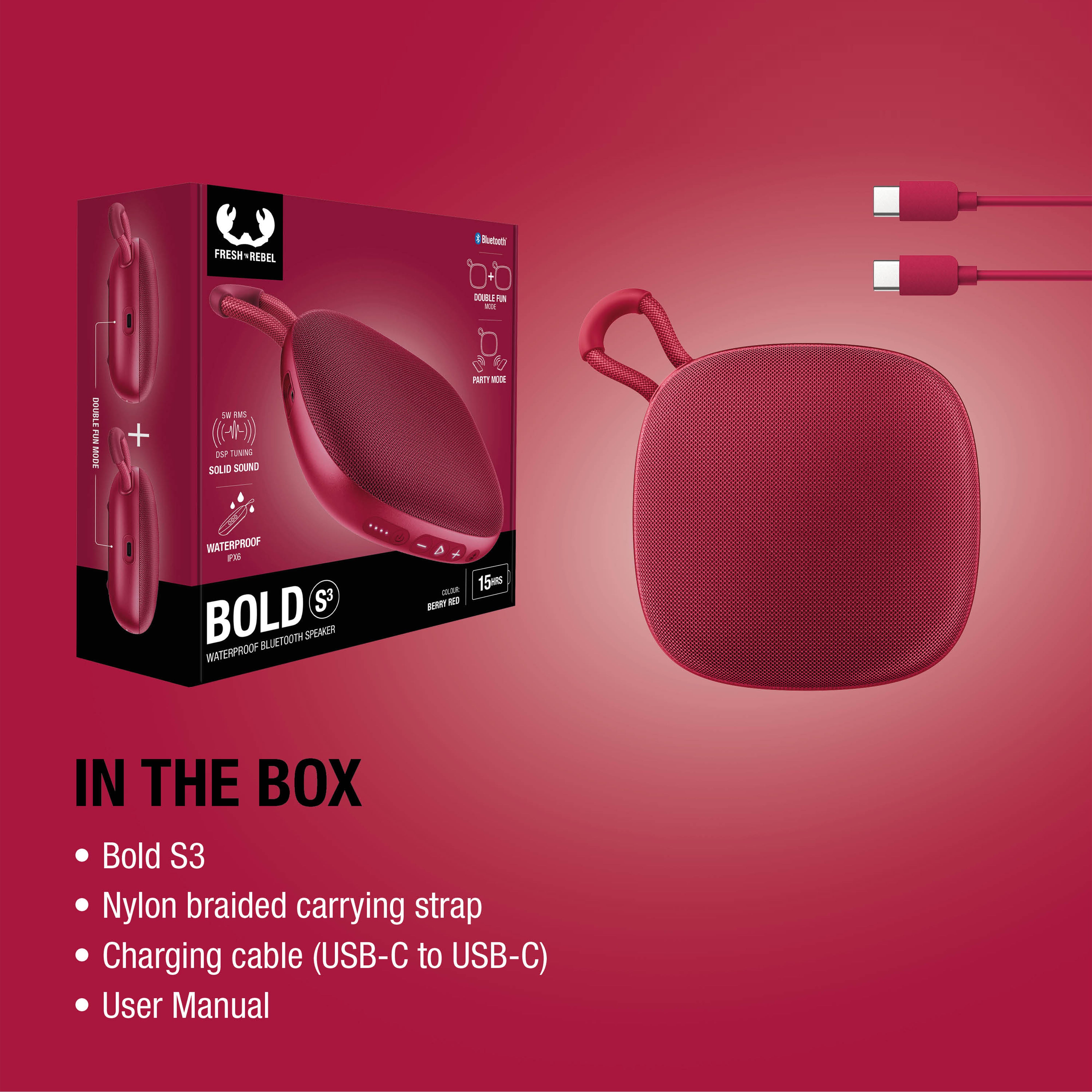 Fresh ’n Rebel Bold S3 wasserdichter Bluetooth® Lautsprecher