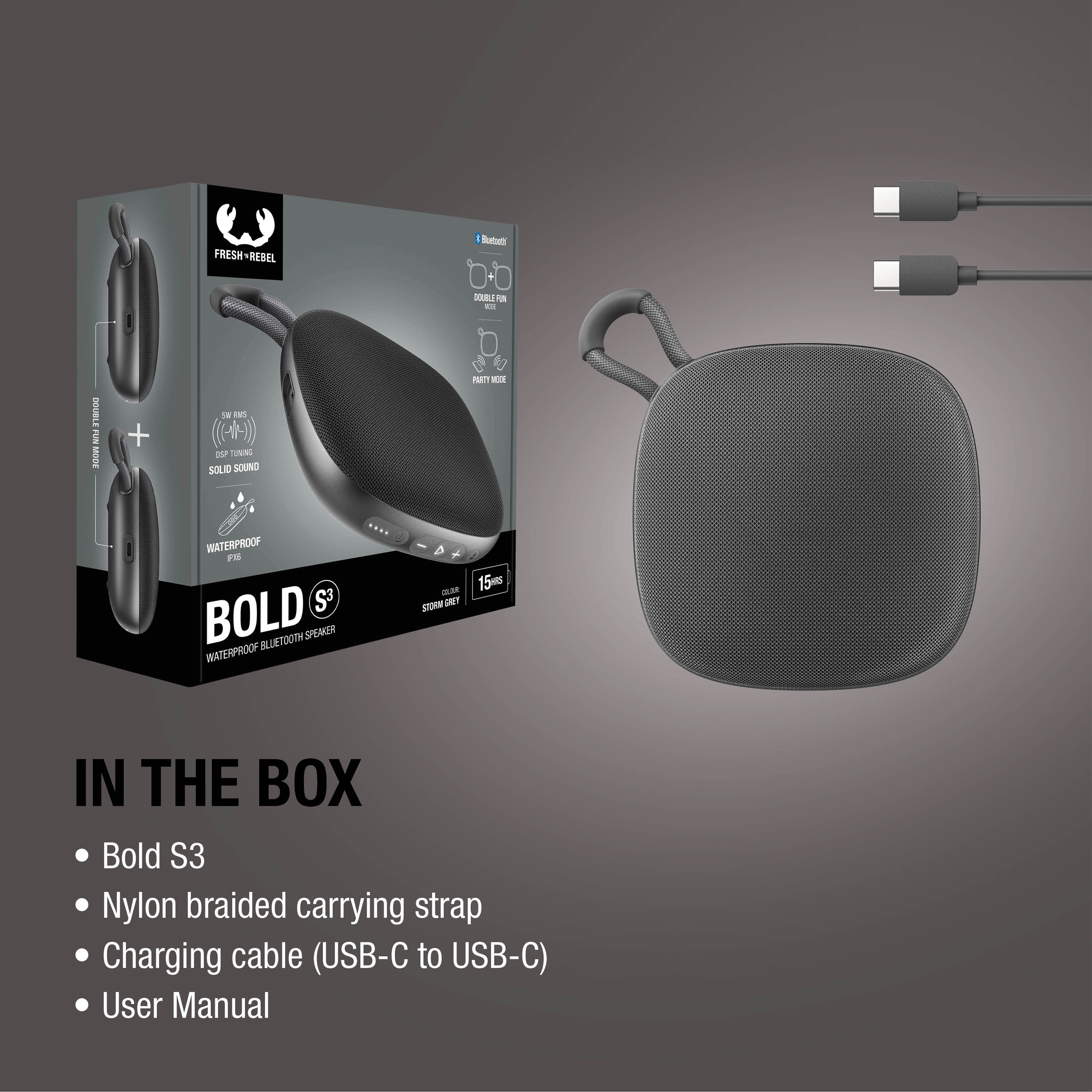 Fresh ’n Rebel Bold S3 wasserdichter Bluetooth® Lautsprecher