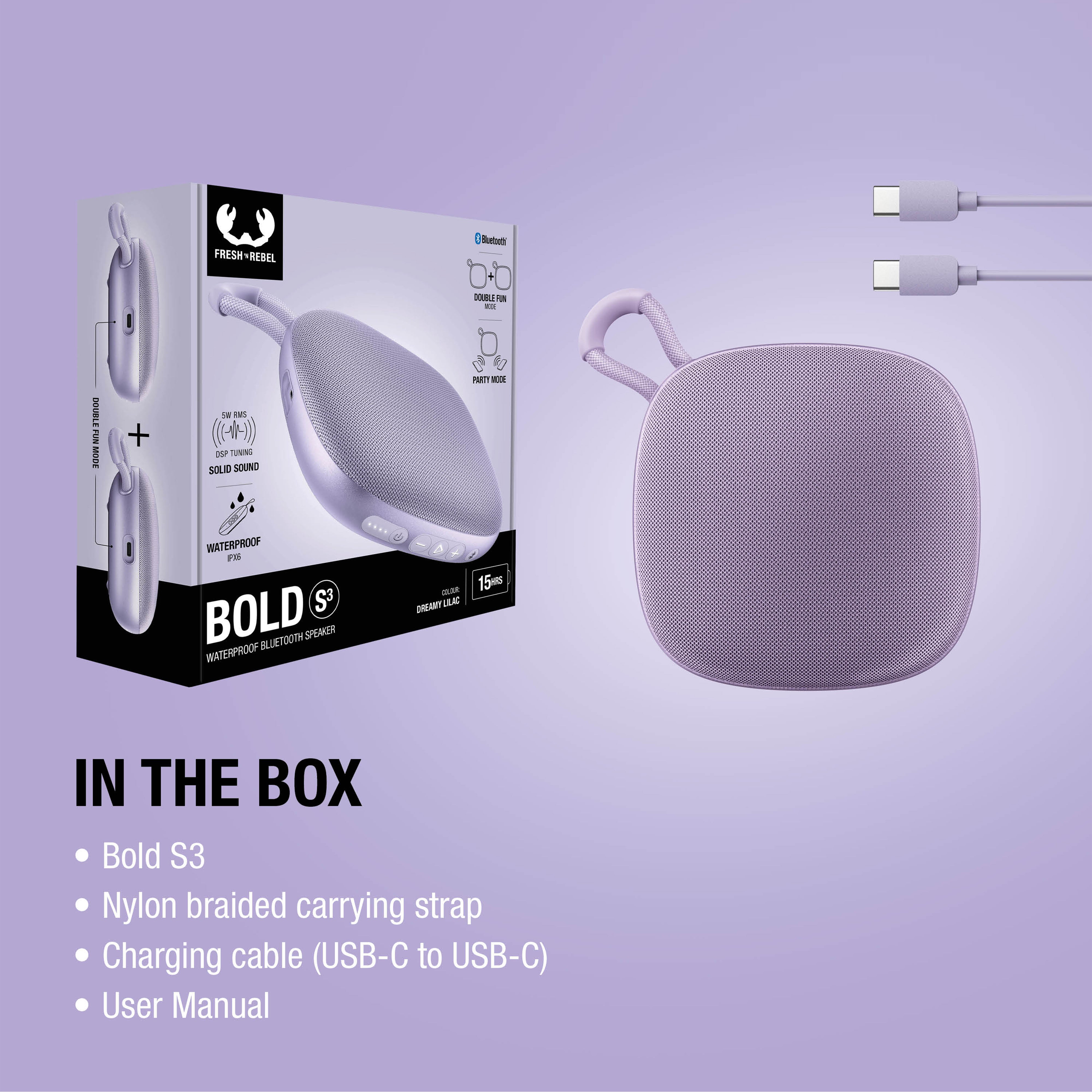 Fresh ’n Rebel Bold S3 wasserdichter Bluetooth® Lautsprecher
