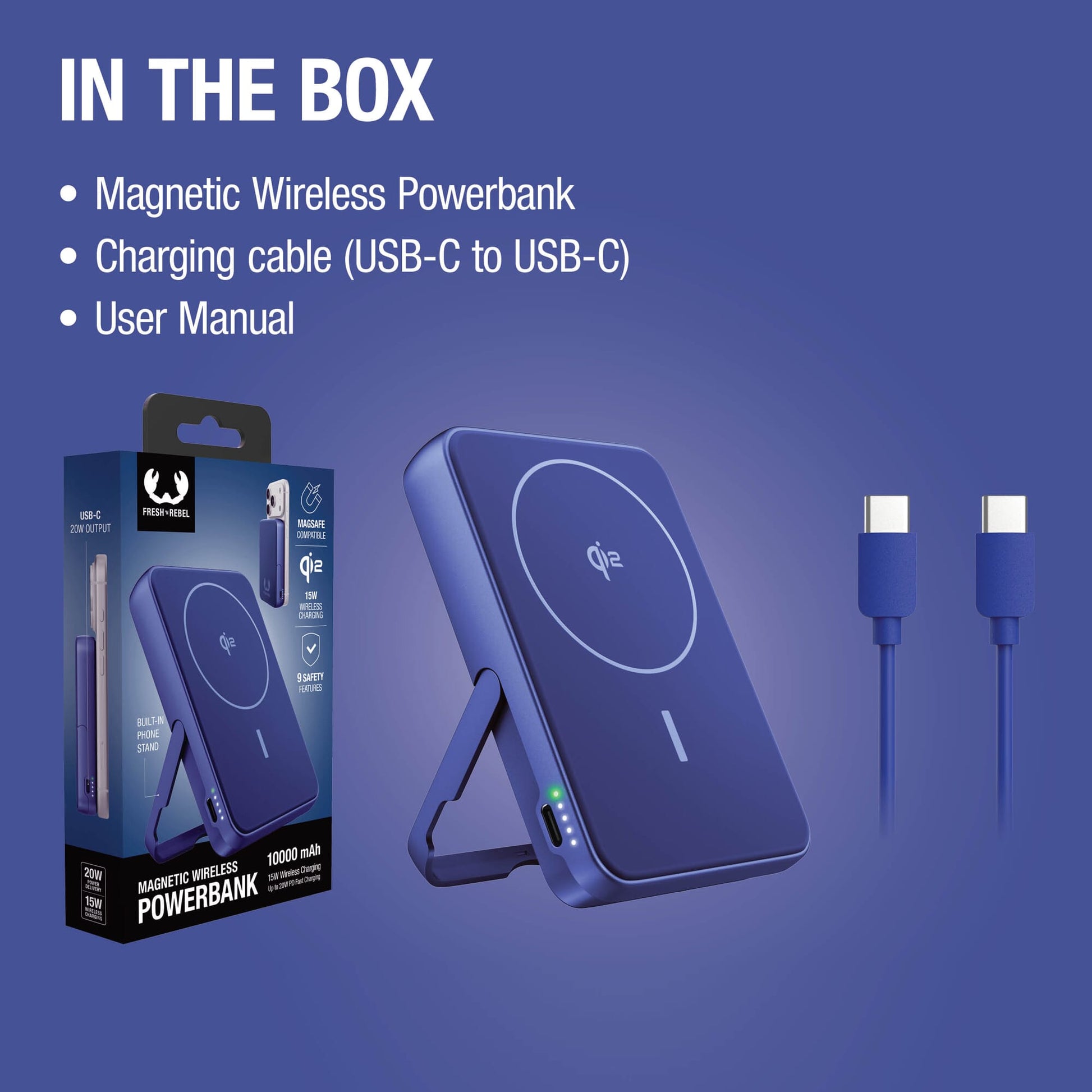 Fresh 'n Rebel Kabellose Powerbank 10000 mAh kompatibel mit MagSafe