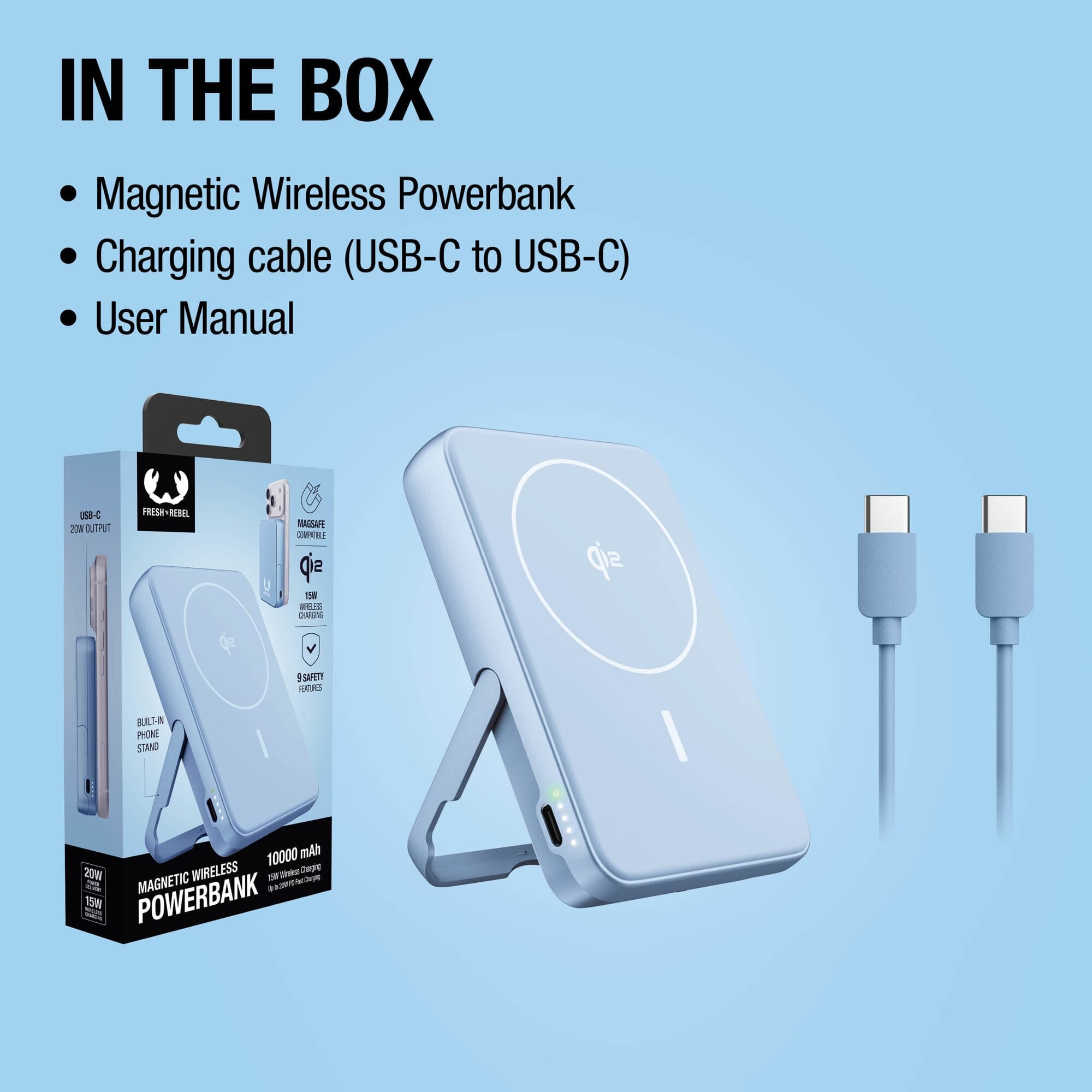 Fresh 'n Rebel Kabellose Powerbank 10000 mAh kompatibel mit MagSafe