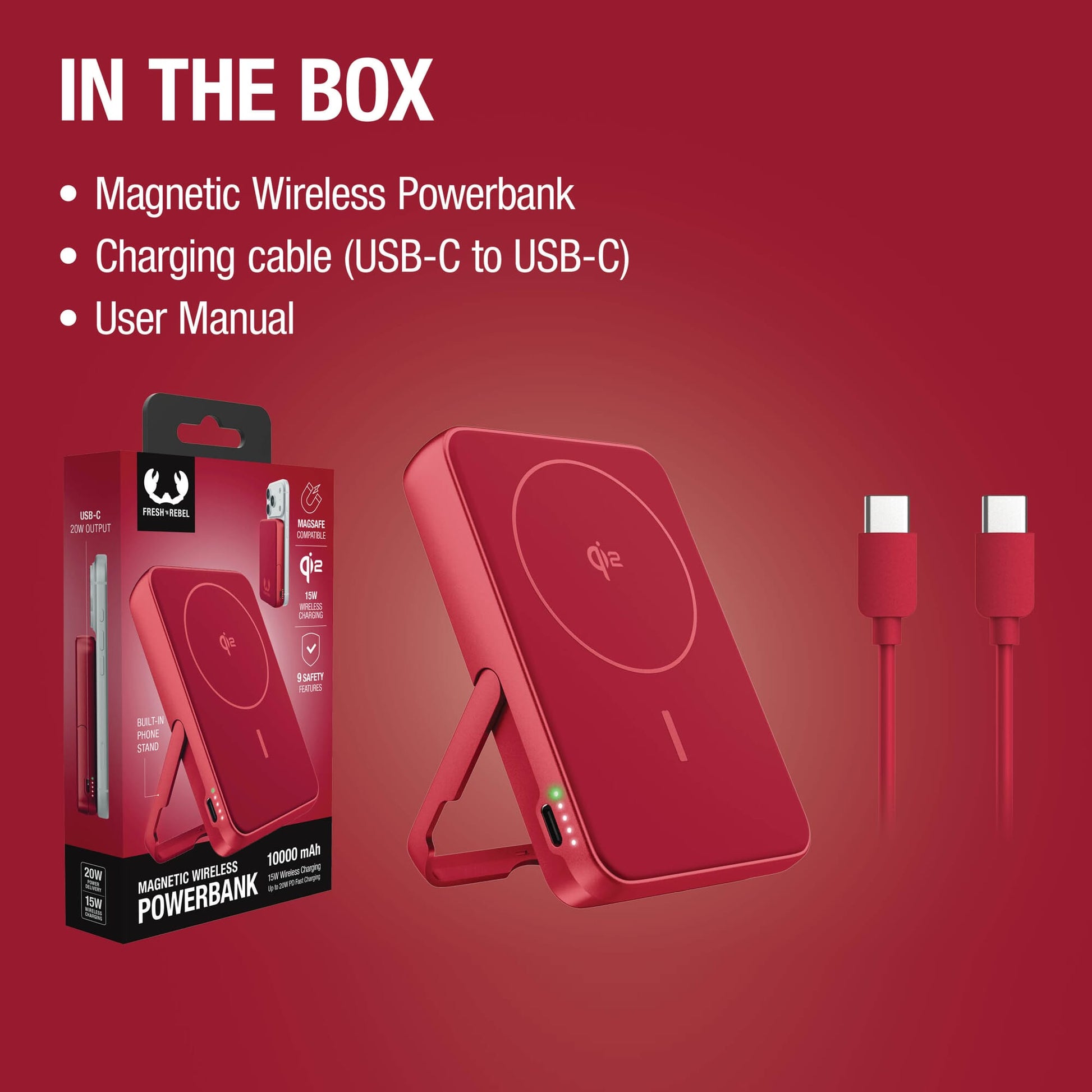 Fresh 'n Rebel Kabellose Powerbank 10000 mAh kompatibel mit MagSafe