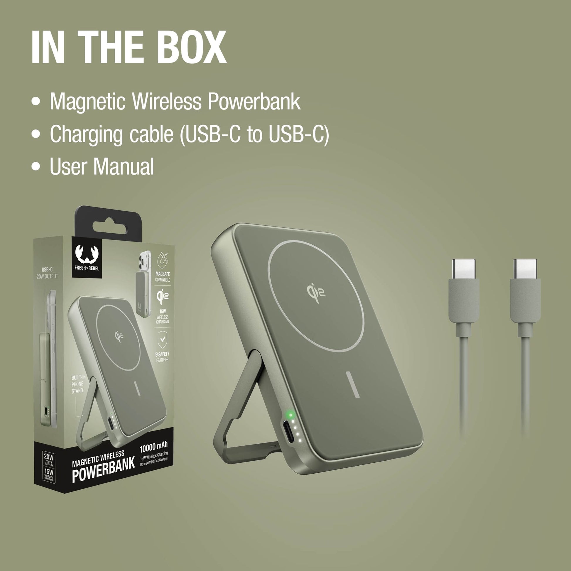 Fresh 'n Rebel Kabellose Powerbank 10000 mAh kompatibel mit MagSafe
