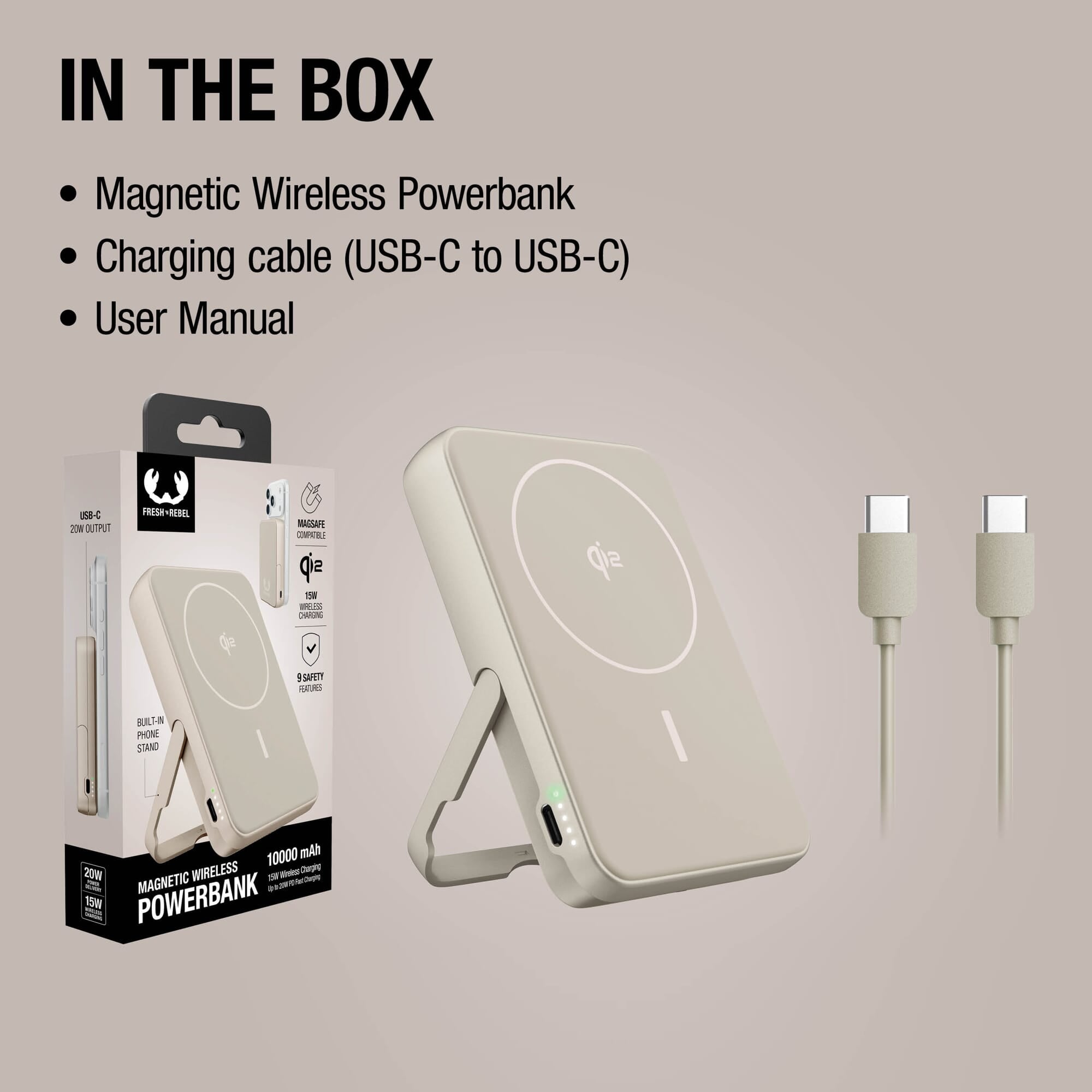 Fresh 'n Rebel Kabellose Powerbank 10000 mAh kompatibel mit MagSafe