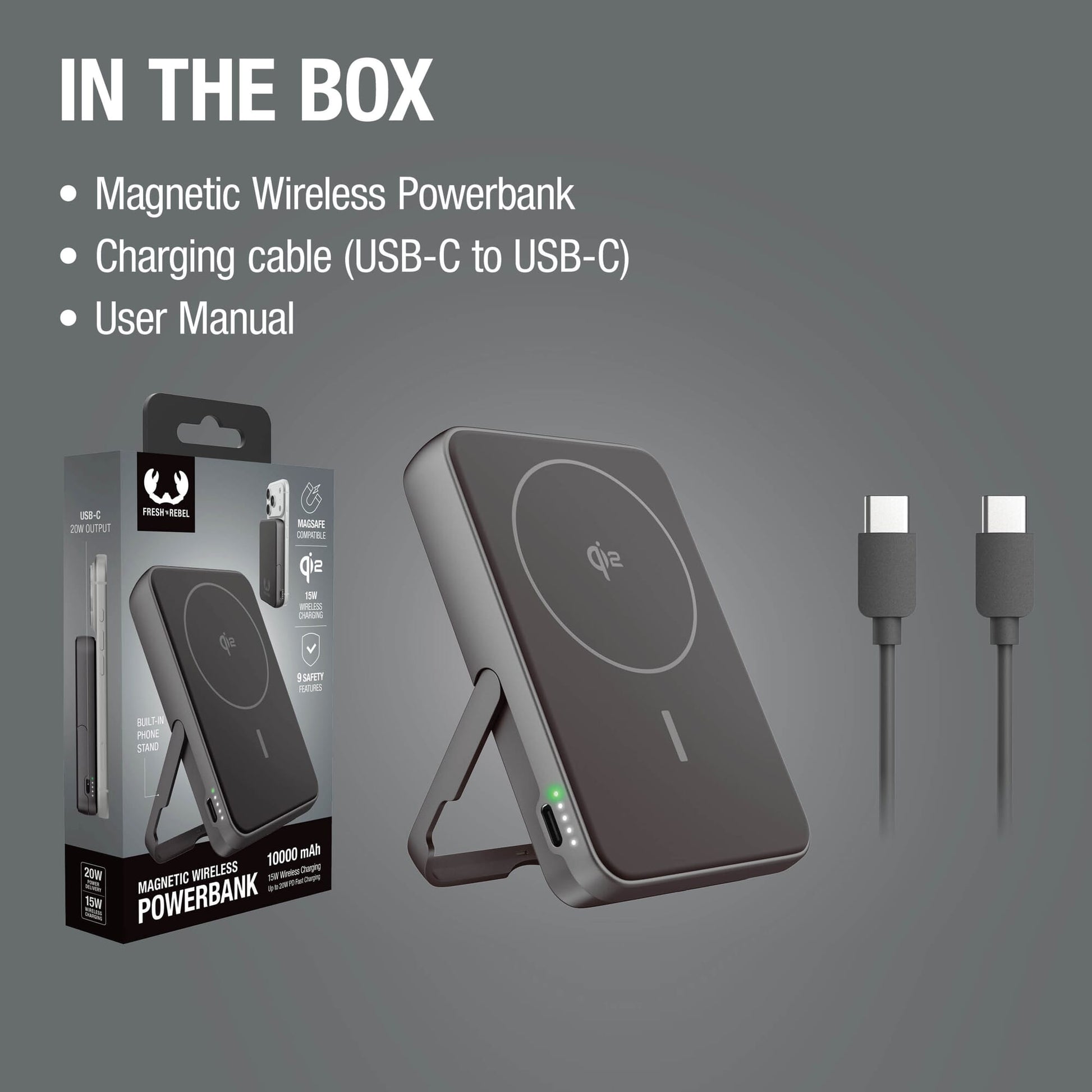 Fresh 'n Rebel Kabellose Powerbank 10000 mAh kompatibel mit MagSafe