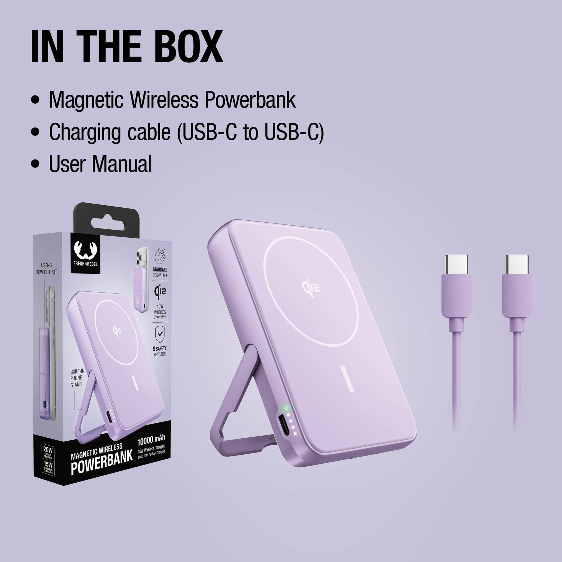 Fresh 'n Rebel Kabellose Powerbank 10000 mAh kompatibel mit MagSafe