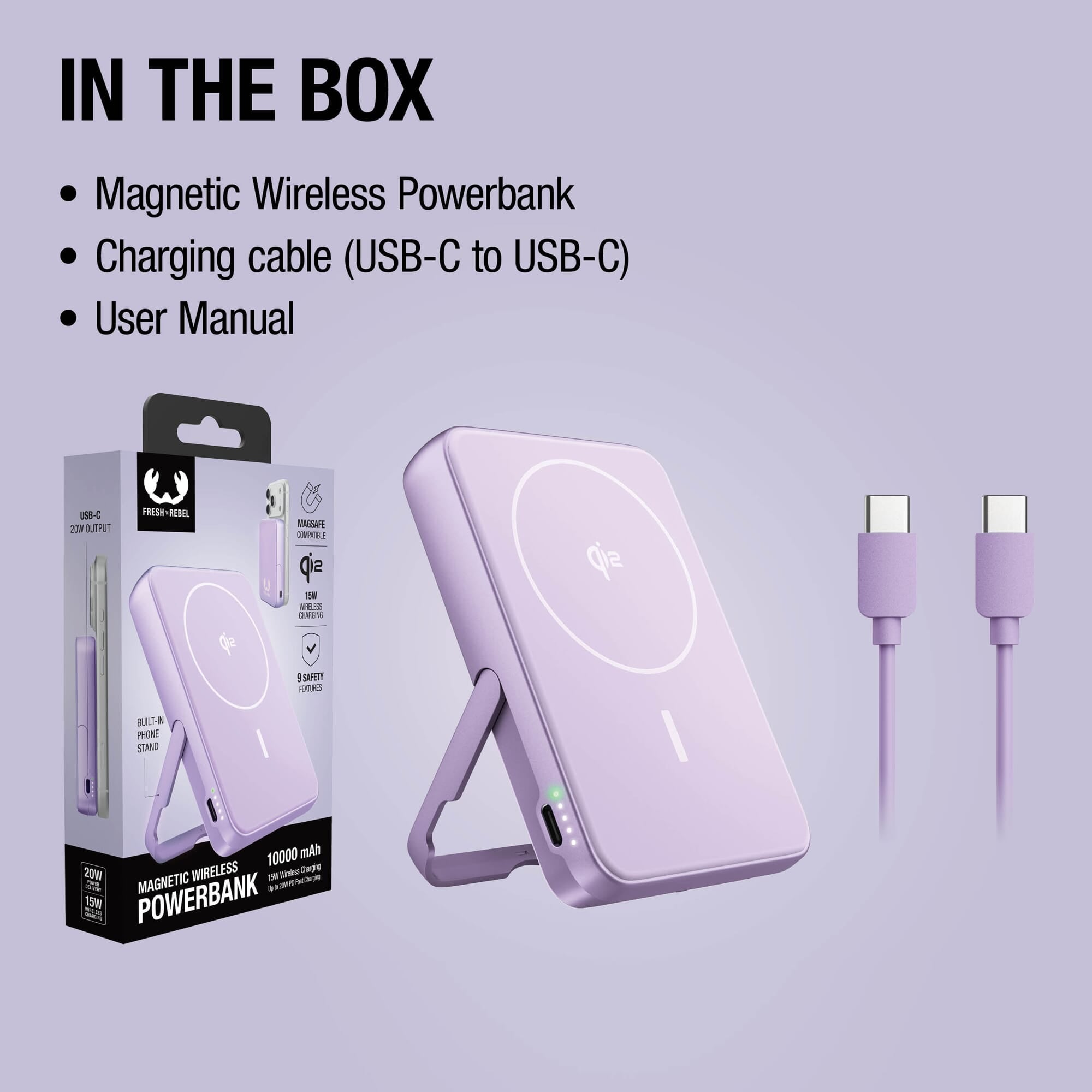 Fresh 'n Rebel Kabellose Powerbank 10000 mAh kompatibel mit MagSafe