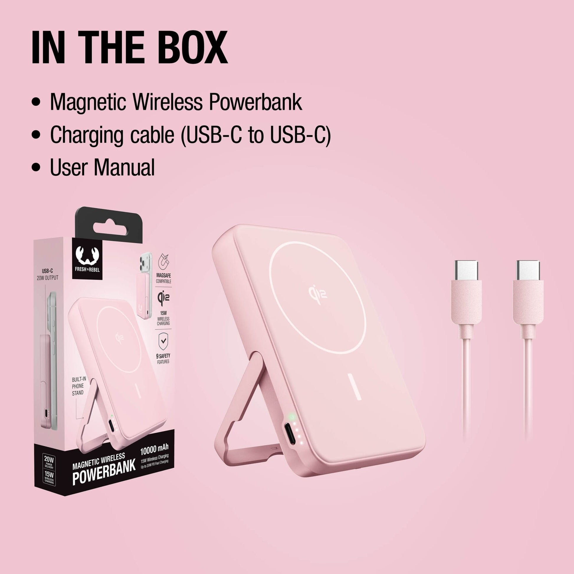 Fresh 'n Rebel Kabellose Powerbank 10000 mAh kompatibel mit MagSafe