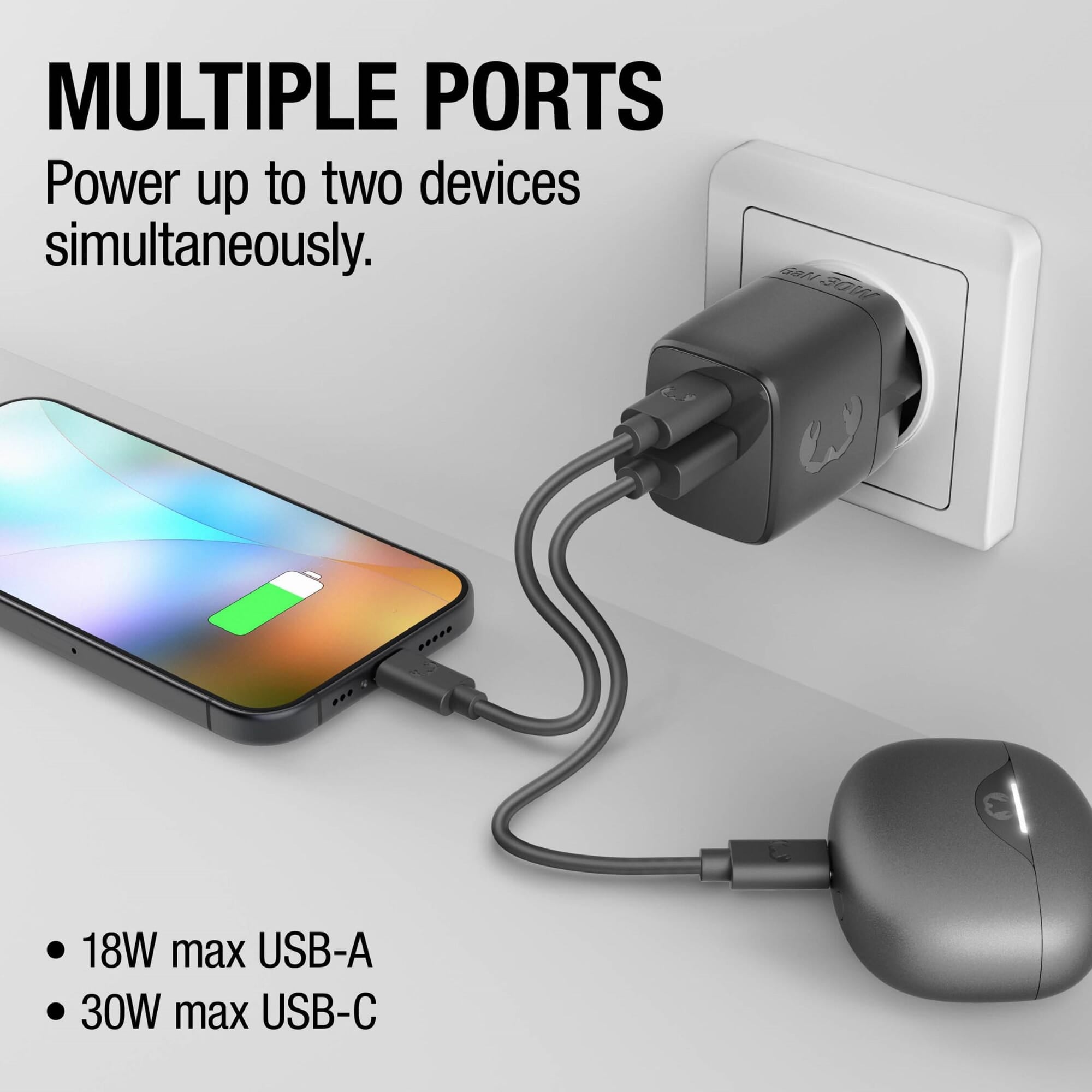 Fresh 'n Rebel 30W Schnellladegerät GaN USB-C & USB-A