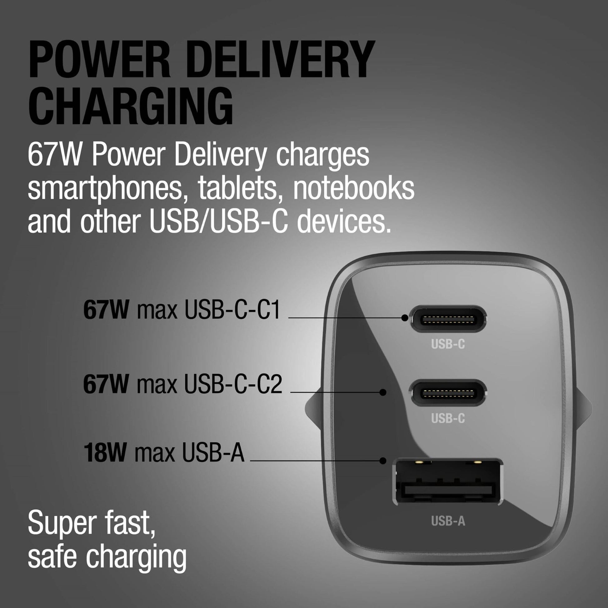 Fresh 'n Rebel 67W Laptop-Ladegerät GaN USB-C und USB-A