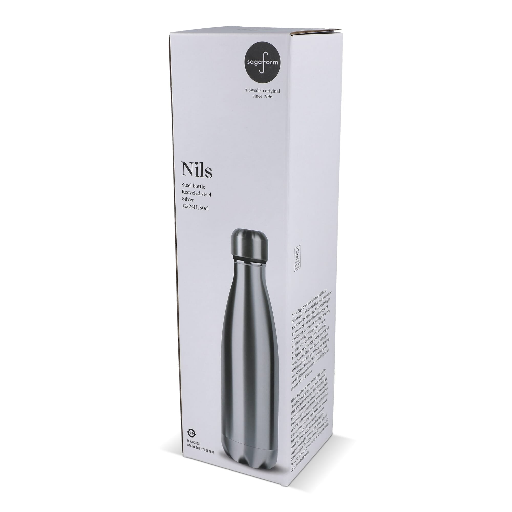 Sagaform Nils Stahlflasche Chrom 500 ml