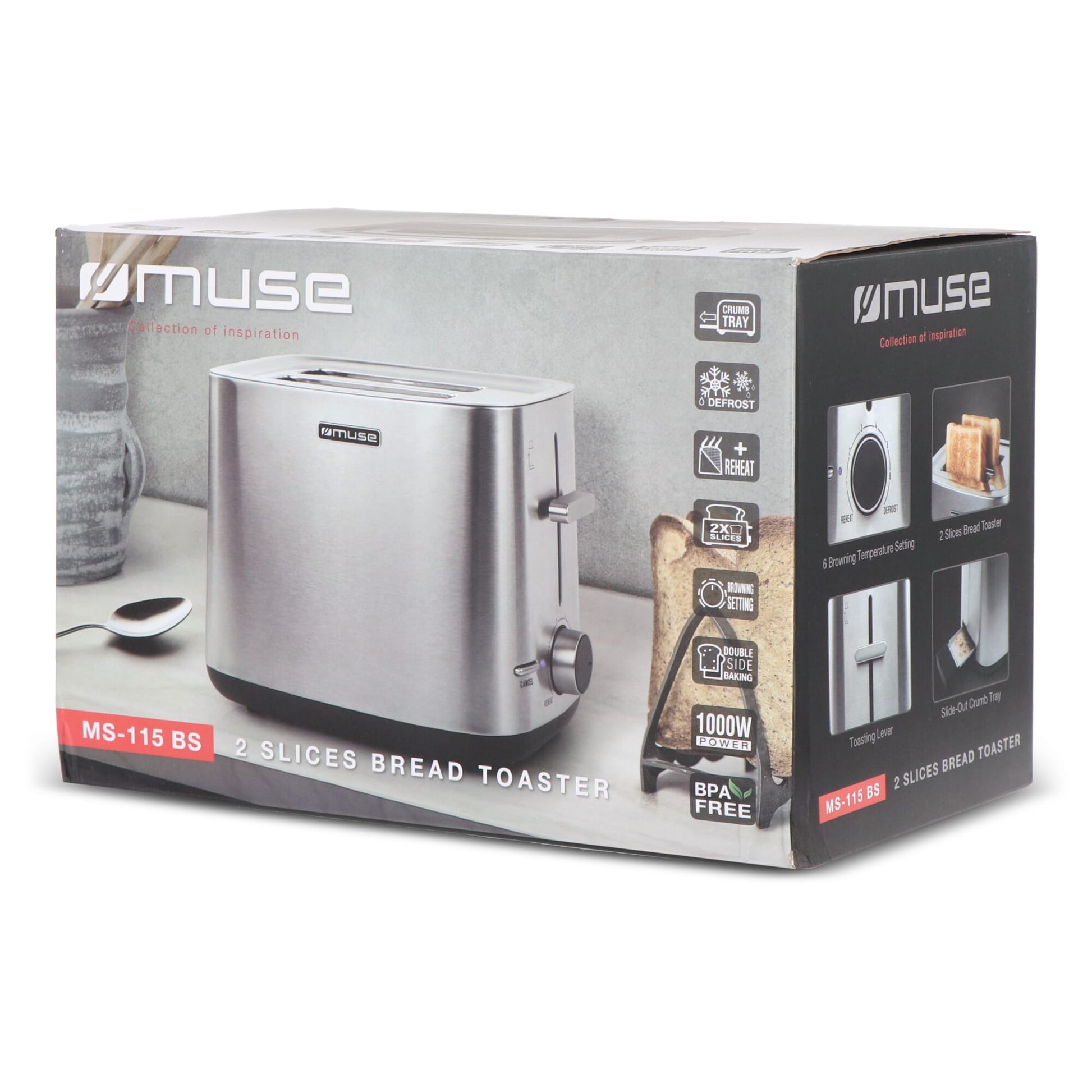 MS-115|Muse Edelstahl Toaster