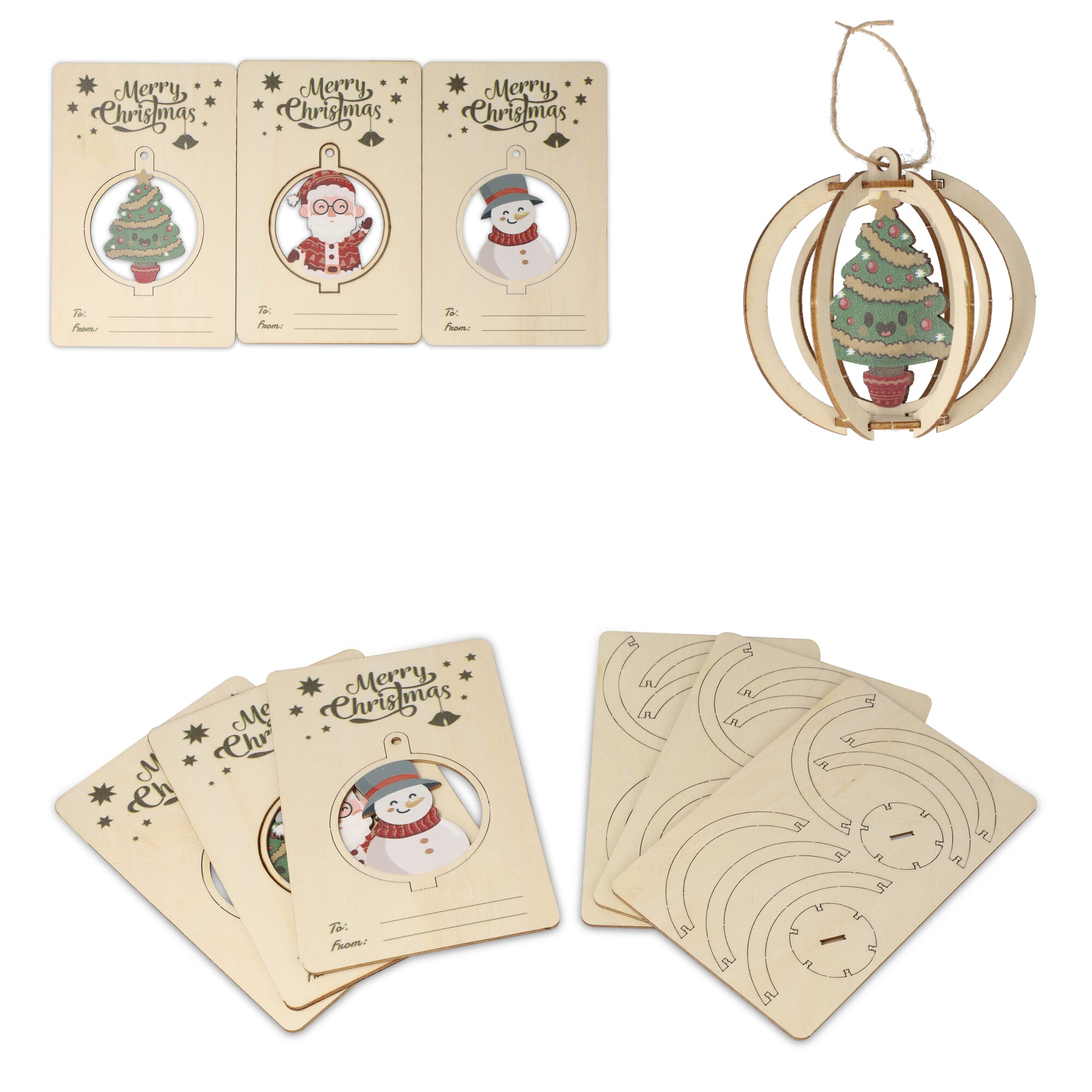 InSideOut Weihnachtsschmuck aus Holz 3er-Set