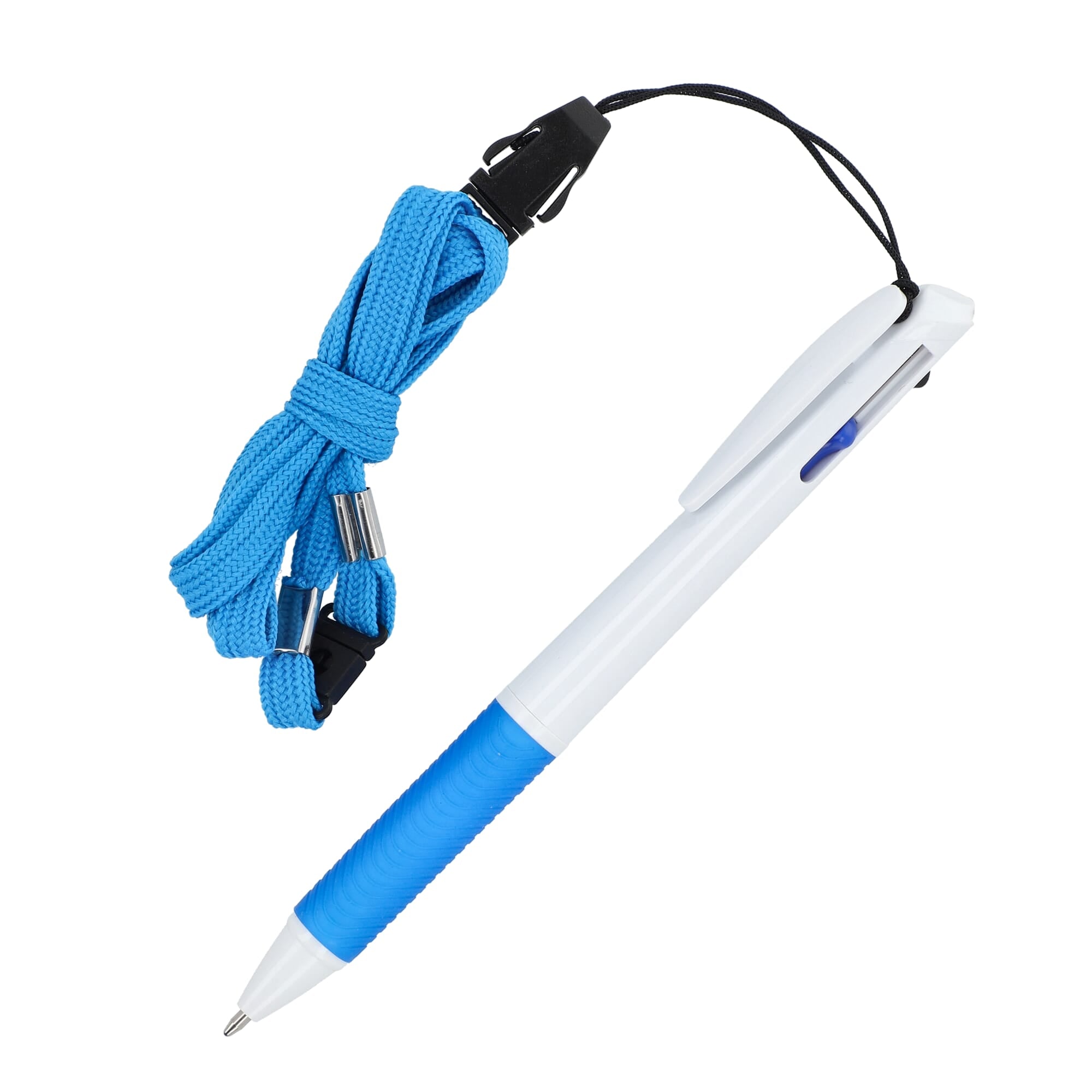 3-Farben-Stift mit Griffzone und Schlüsselband
