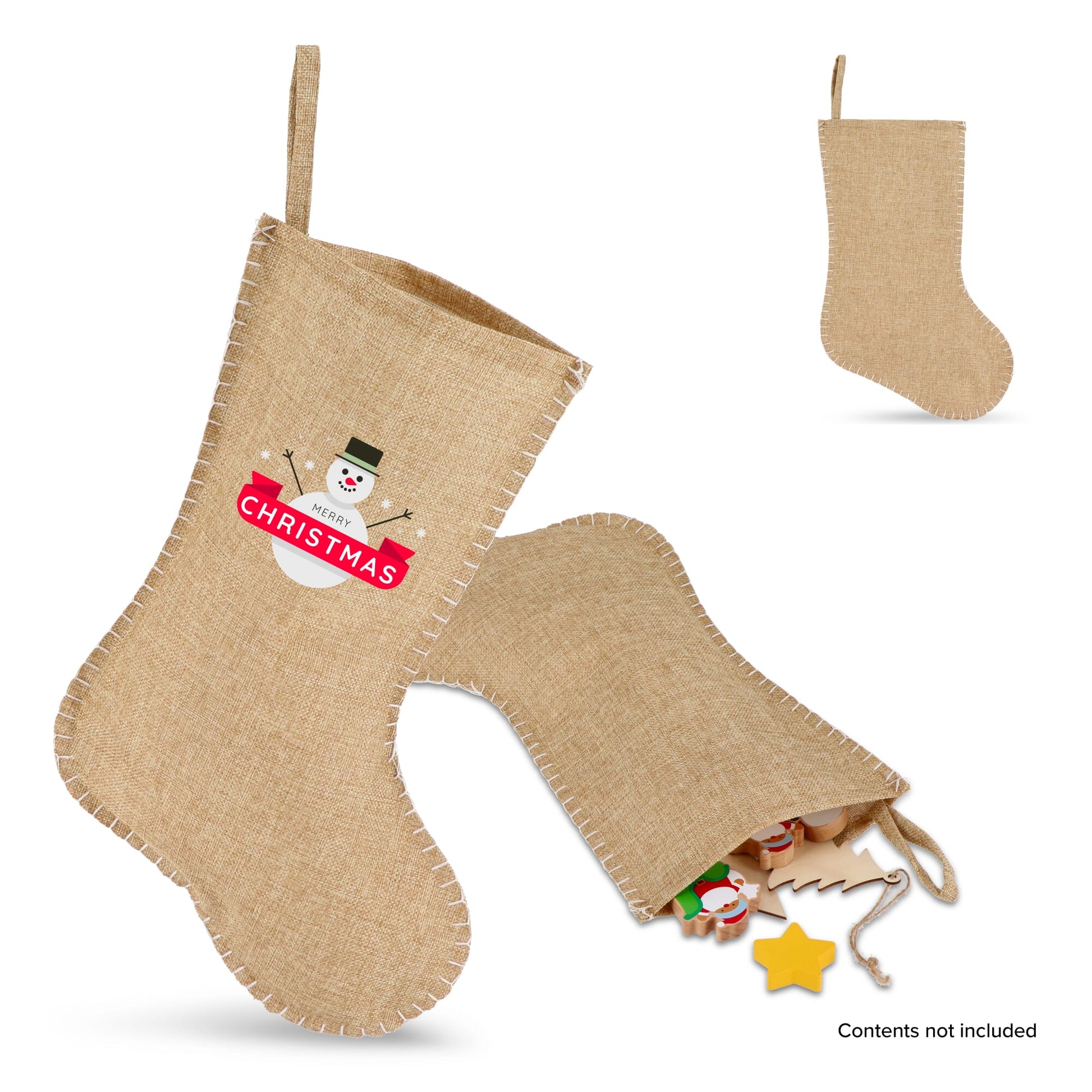 Weihnachtsstrumpf im Jute-Stil mit Ziernaht 40 cm