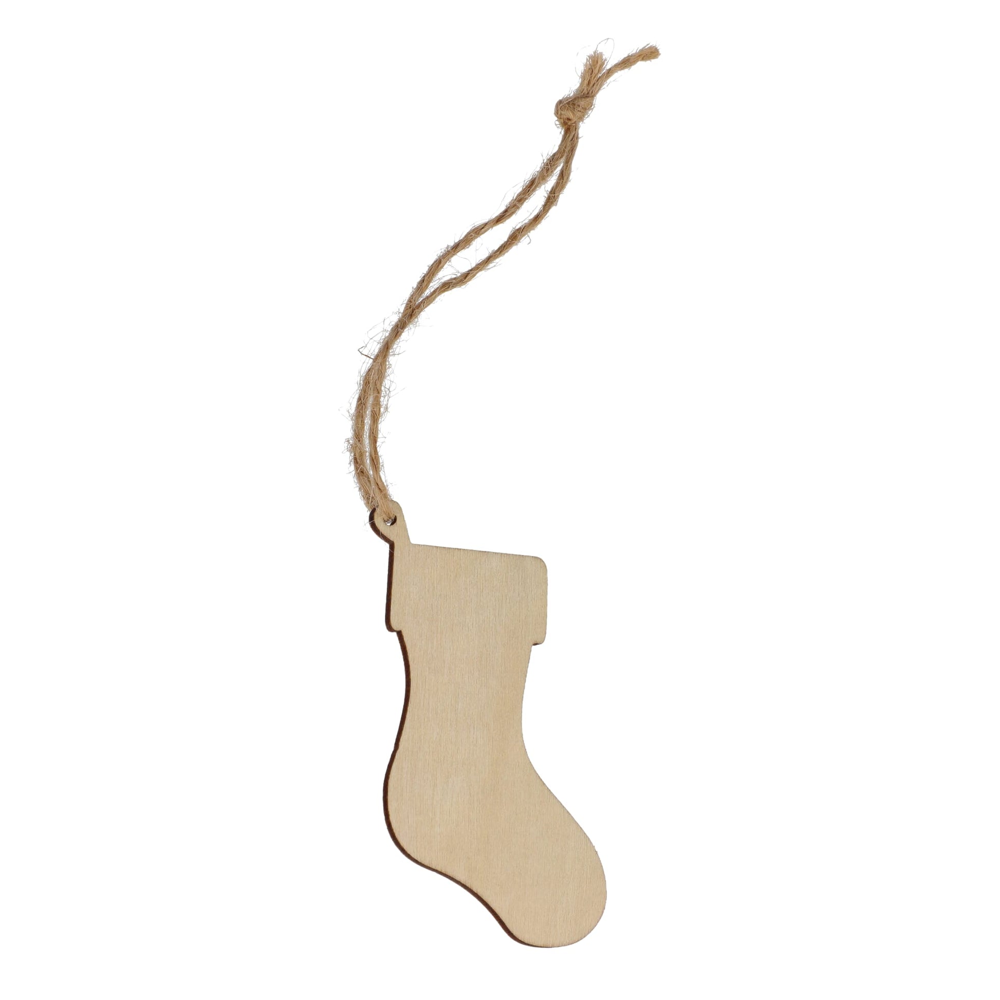 Strumpfförmiges Weihnachtsornament aus Holz