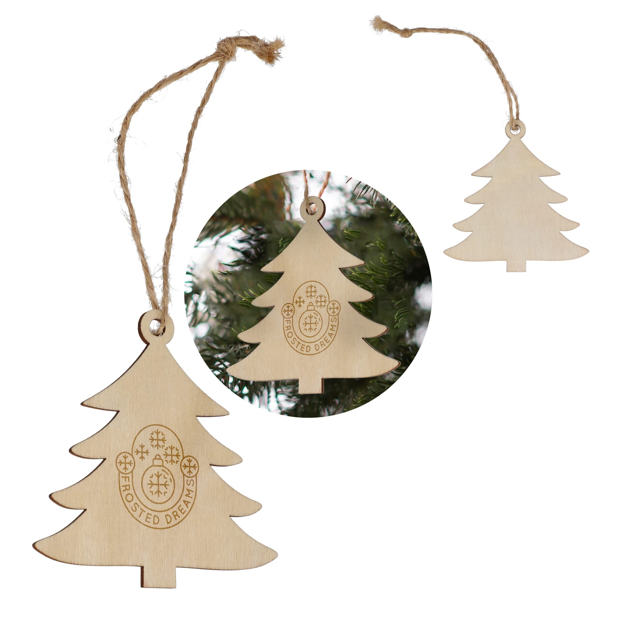 Baumförmiges Weihnachtsornament aus Holz