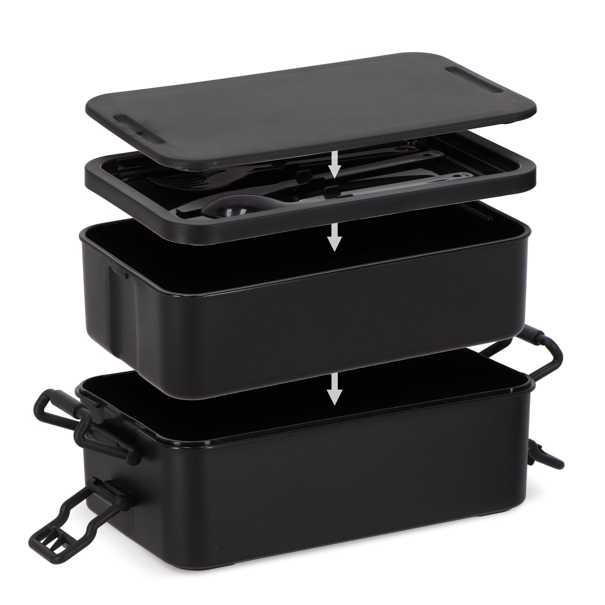 Doppelte Lunchbox mit Besteck