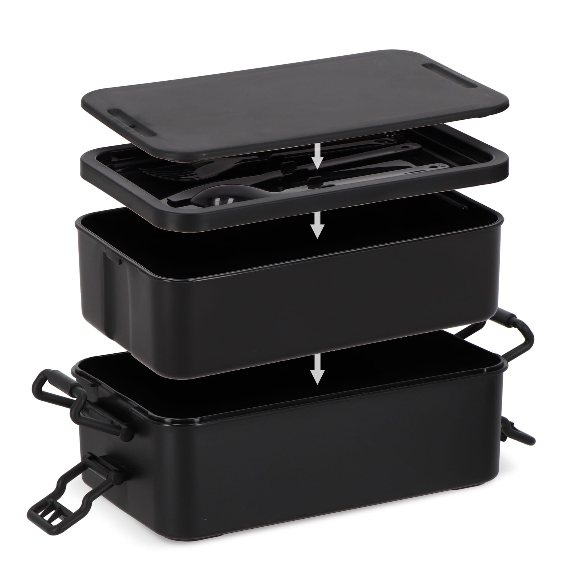 Doppelte Lunchbox mit Besteck