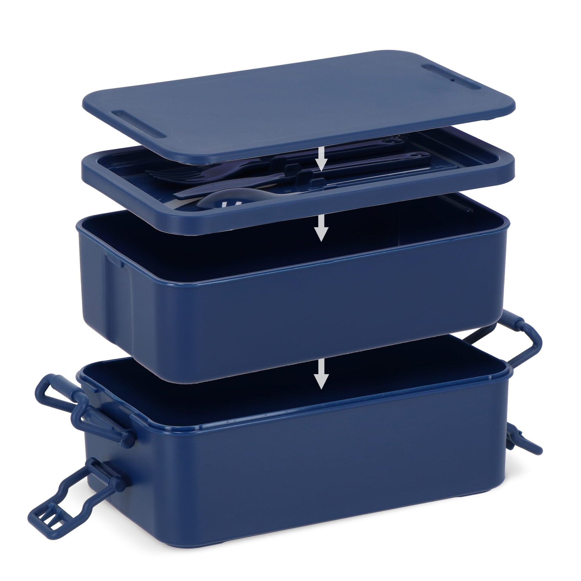 Doppelte Lunchbox mit Besteck