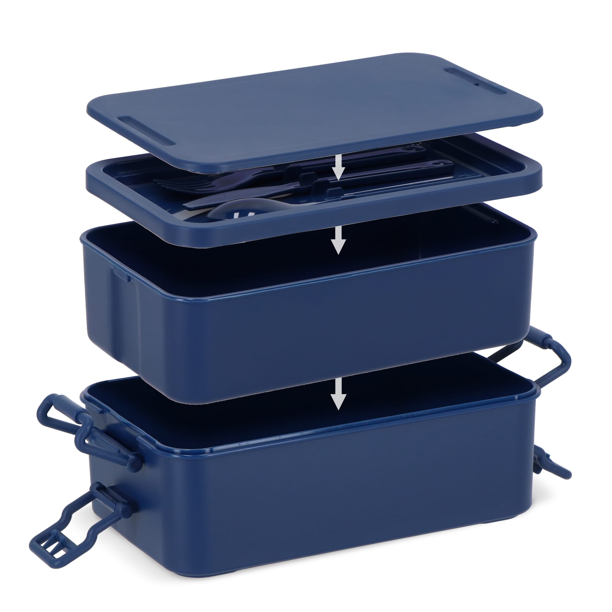 Doppelte Lunchbox mit Besteck
