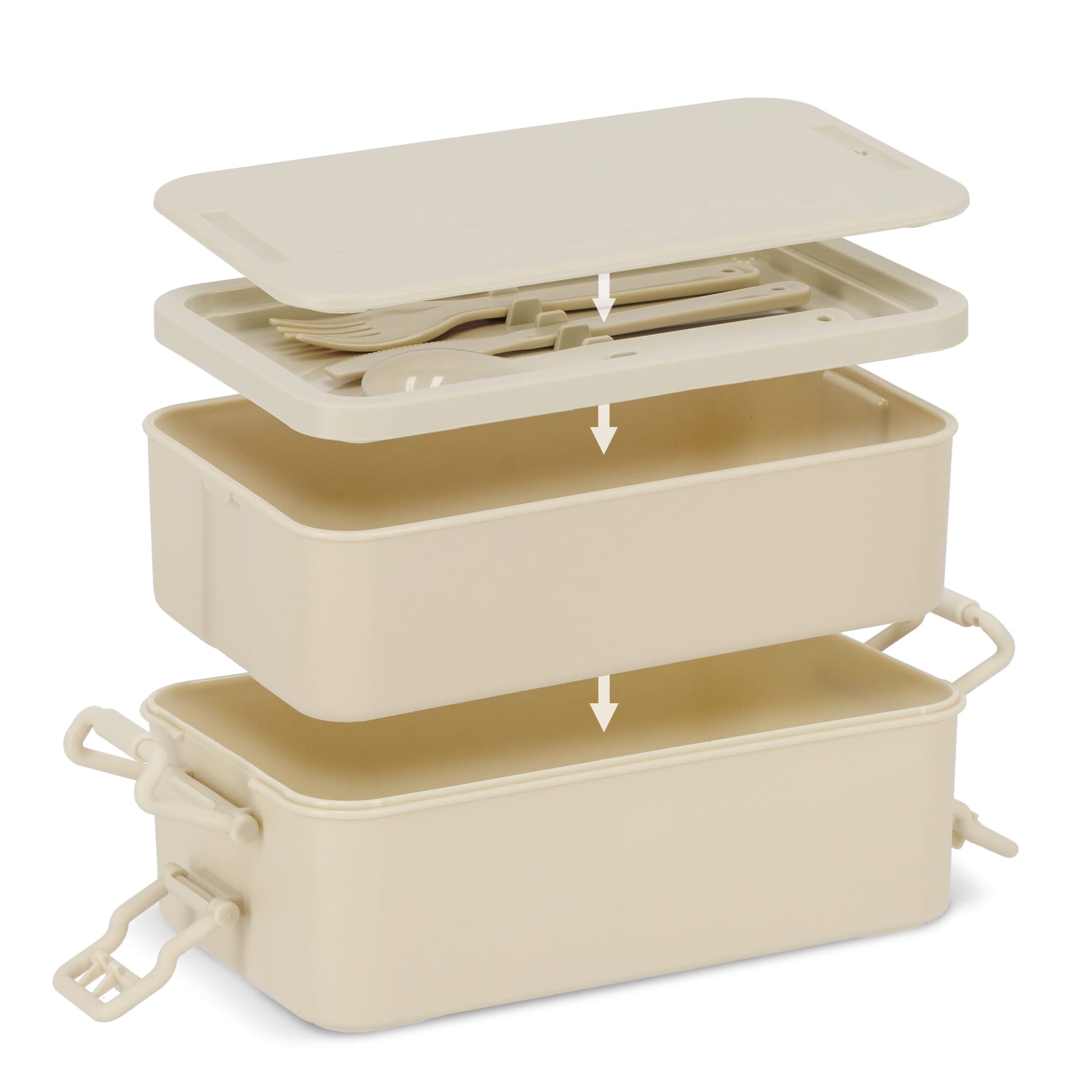Doppelte Lunchbox mit Besteck