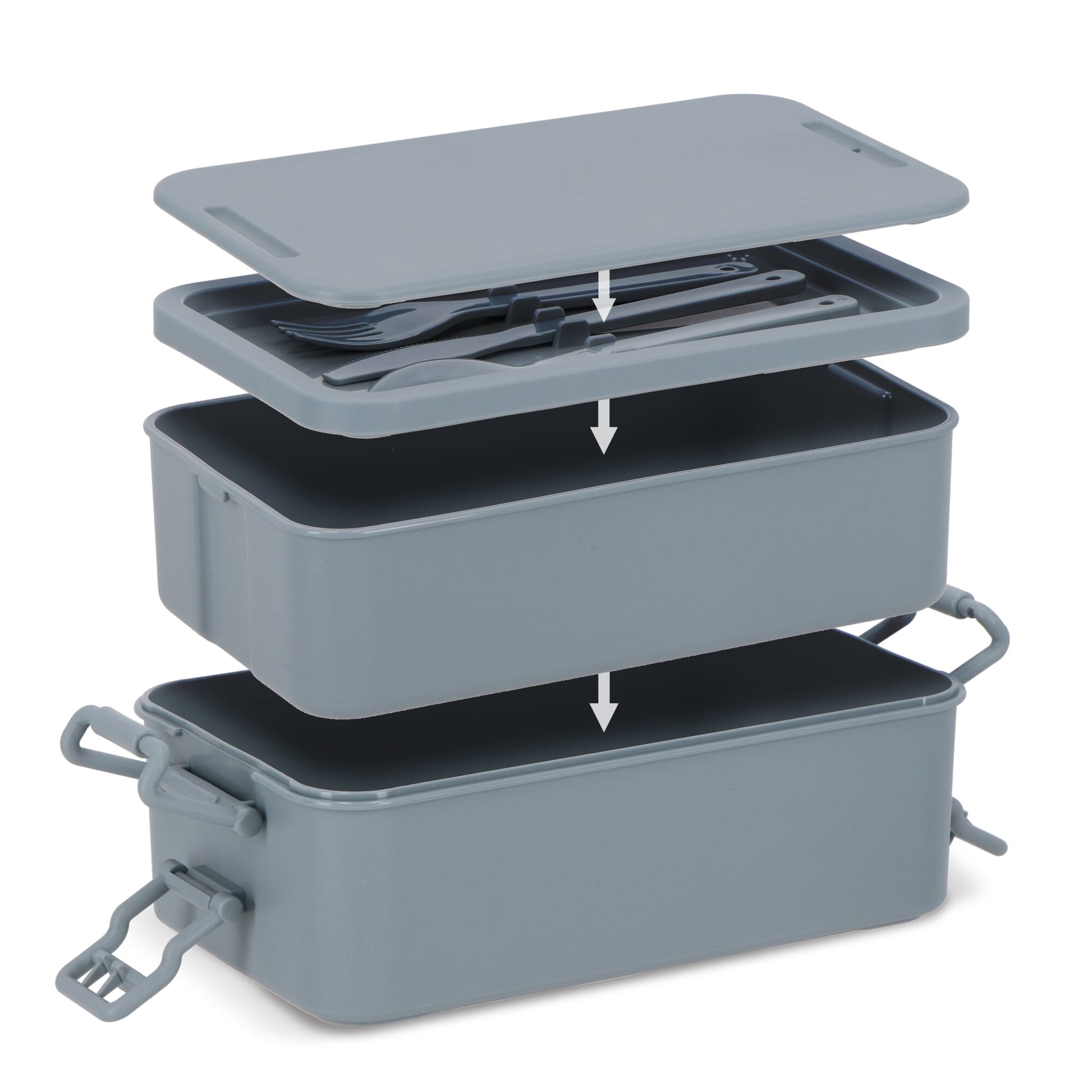 Doppelte Lunchbox mit Besteck