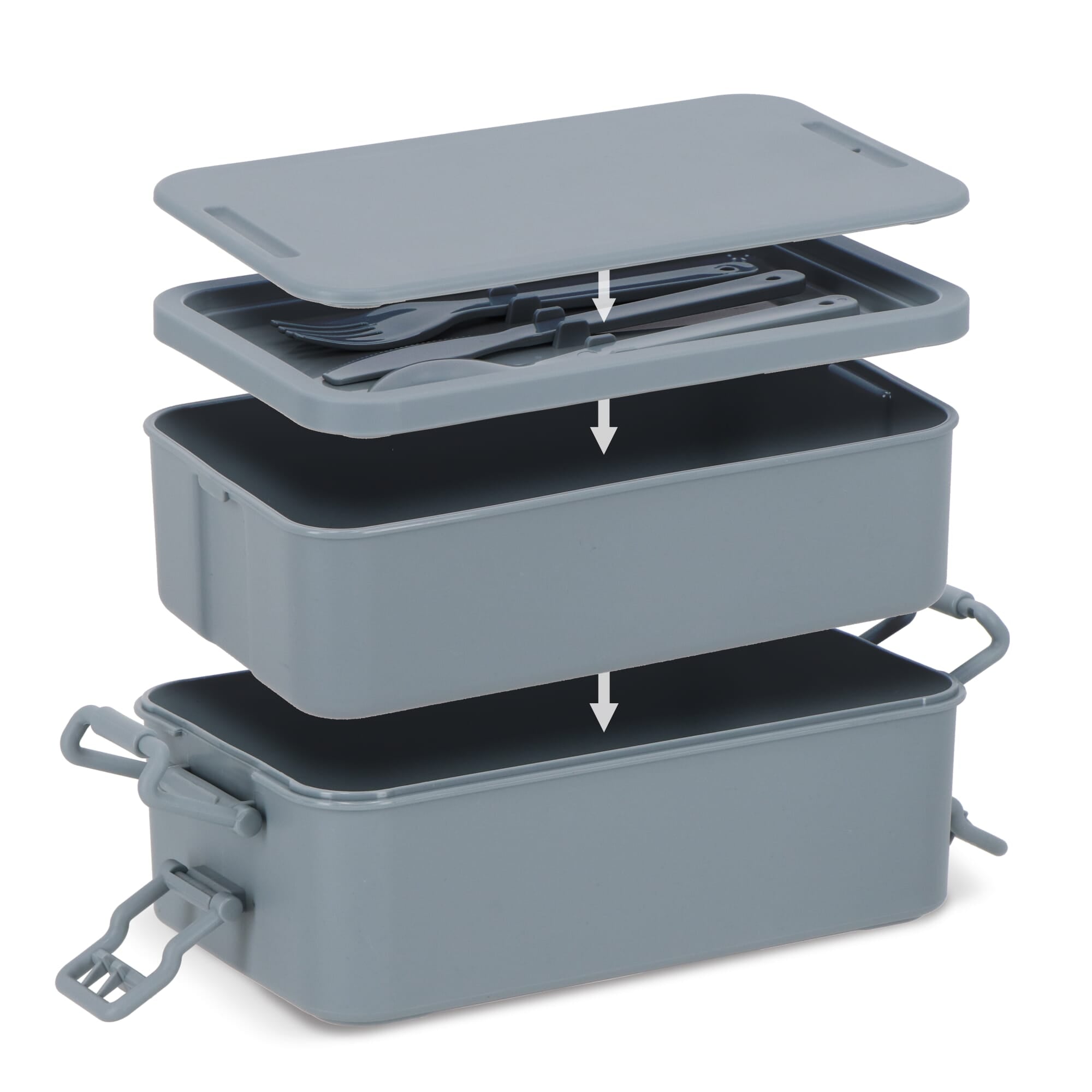 Doppelte Lunchbox mit Besteck