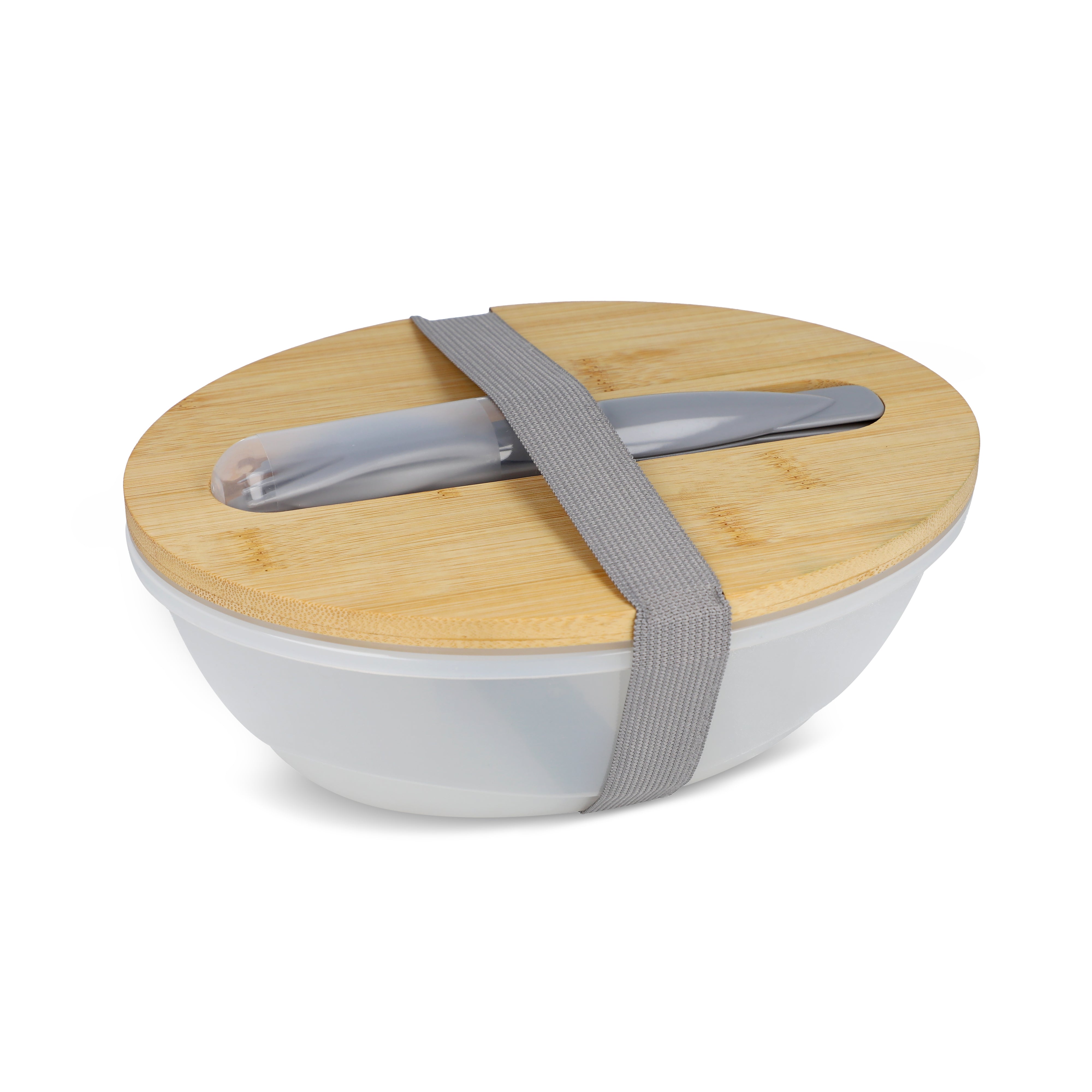 Lunchbox aus recyceltem PP & Bambus mit Besteck – 1 L