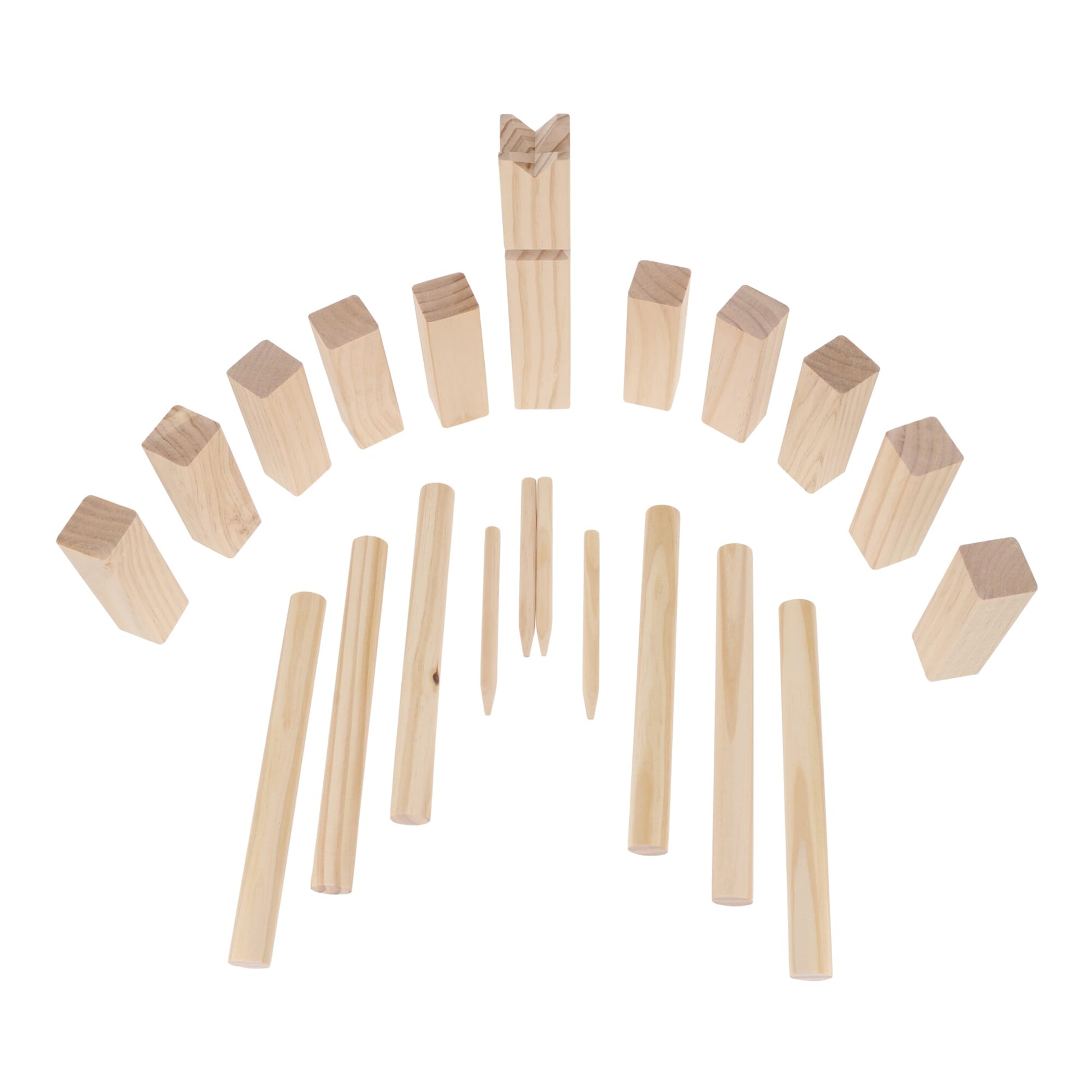 Kubb Spiel aus Holz mit Beutel