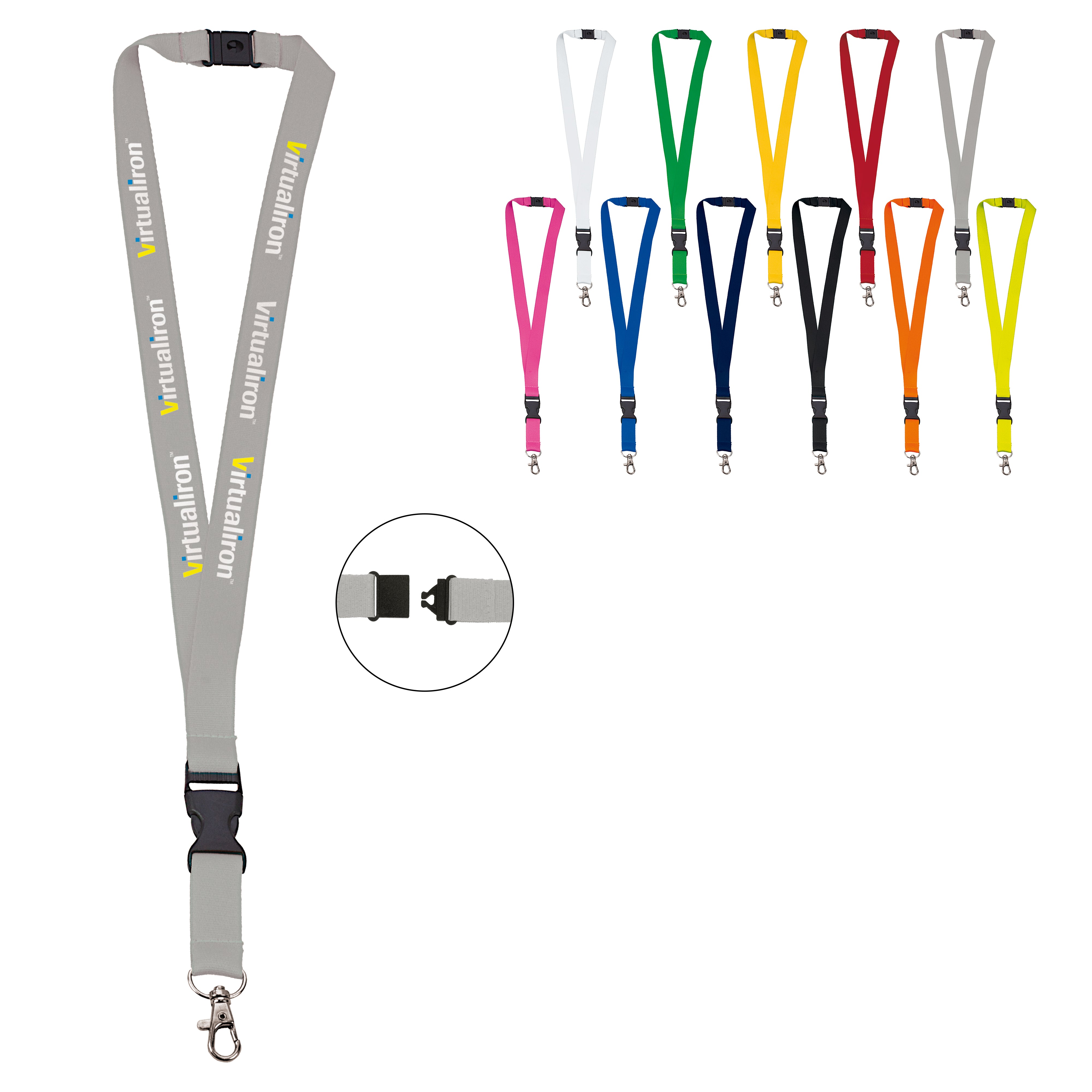 Polyester-Lanyard 20 mm mit Schnalle und Haken