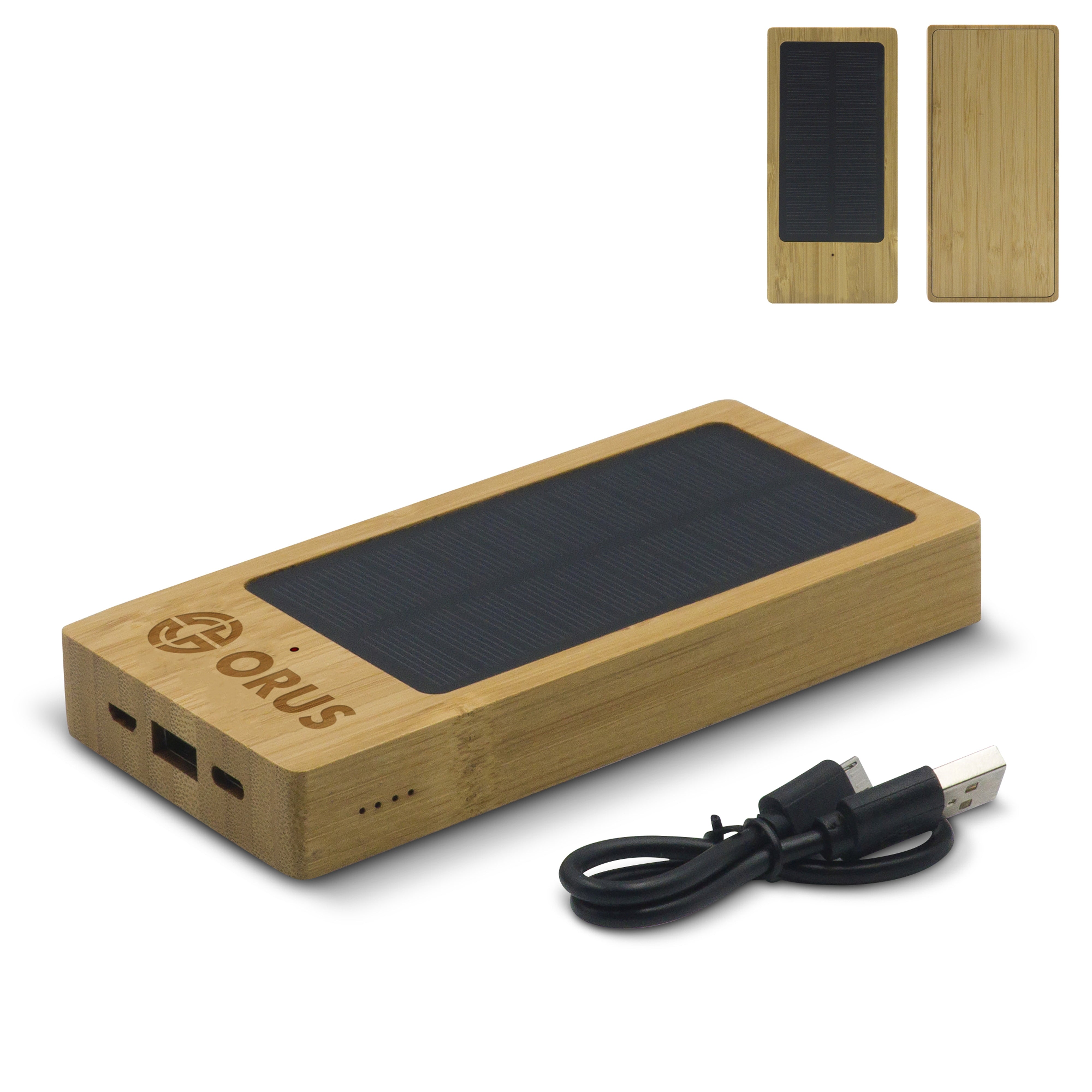 Solar Powerbank aus Bambus 8.000 mAh
