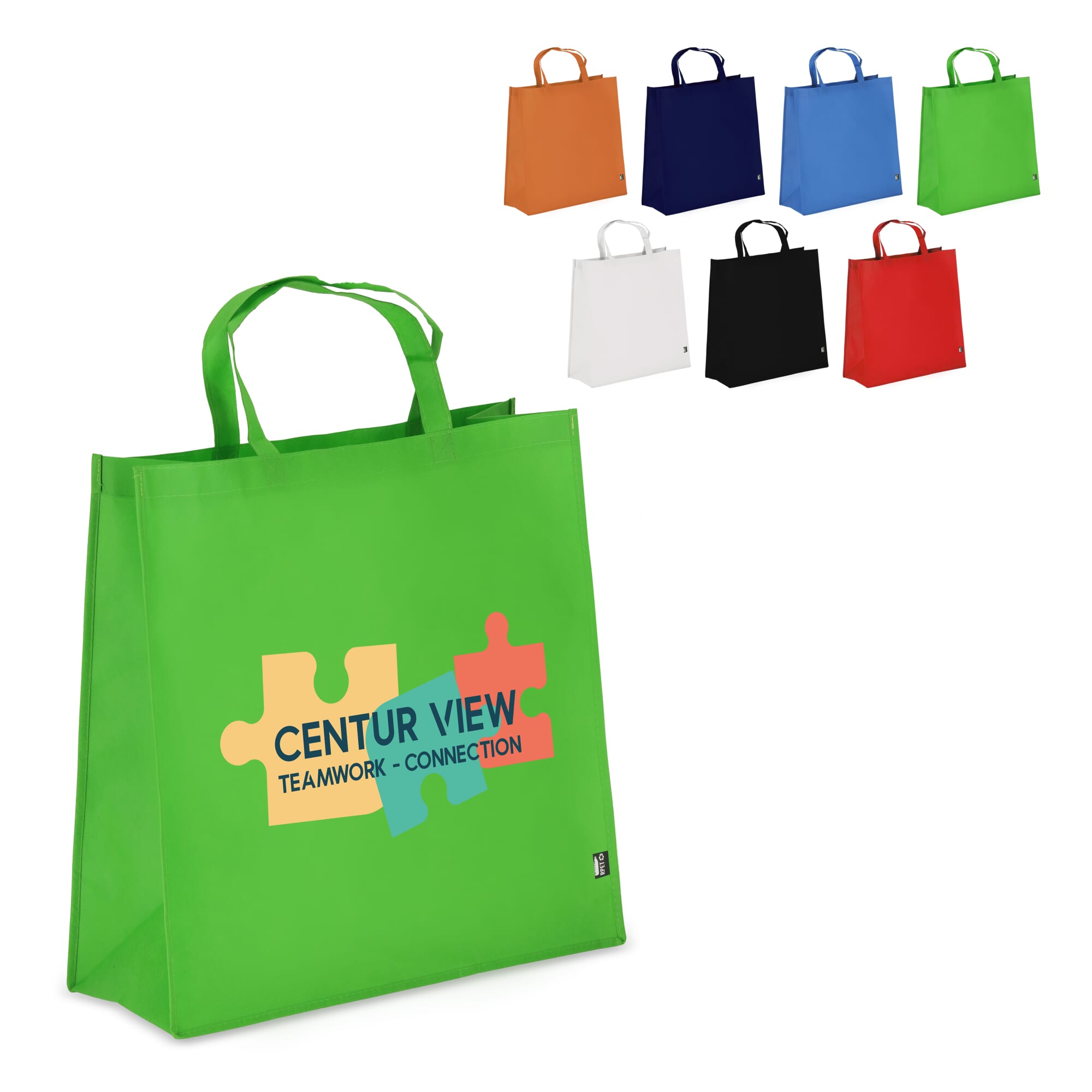 R-PET Tragetasche aus Non Woven 45 x 18 x 45cm 75g/m²